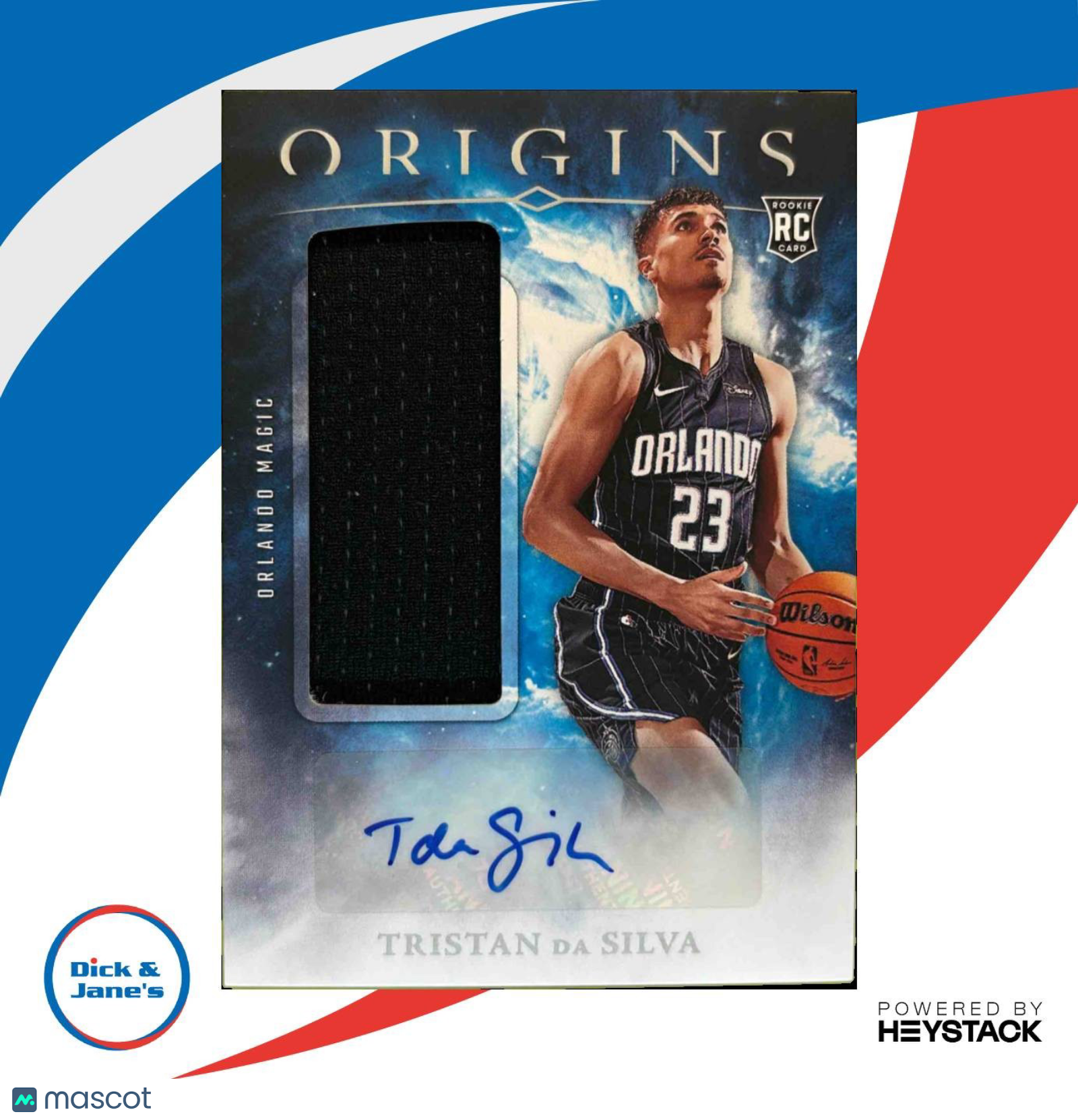 2024 25 Panini Origins Tristan da Silva Rookie Jersey Auto RC Orlando Magic Sports Cards
