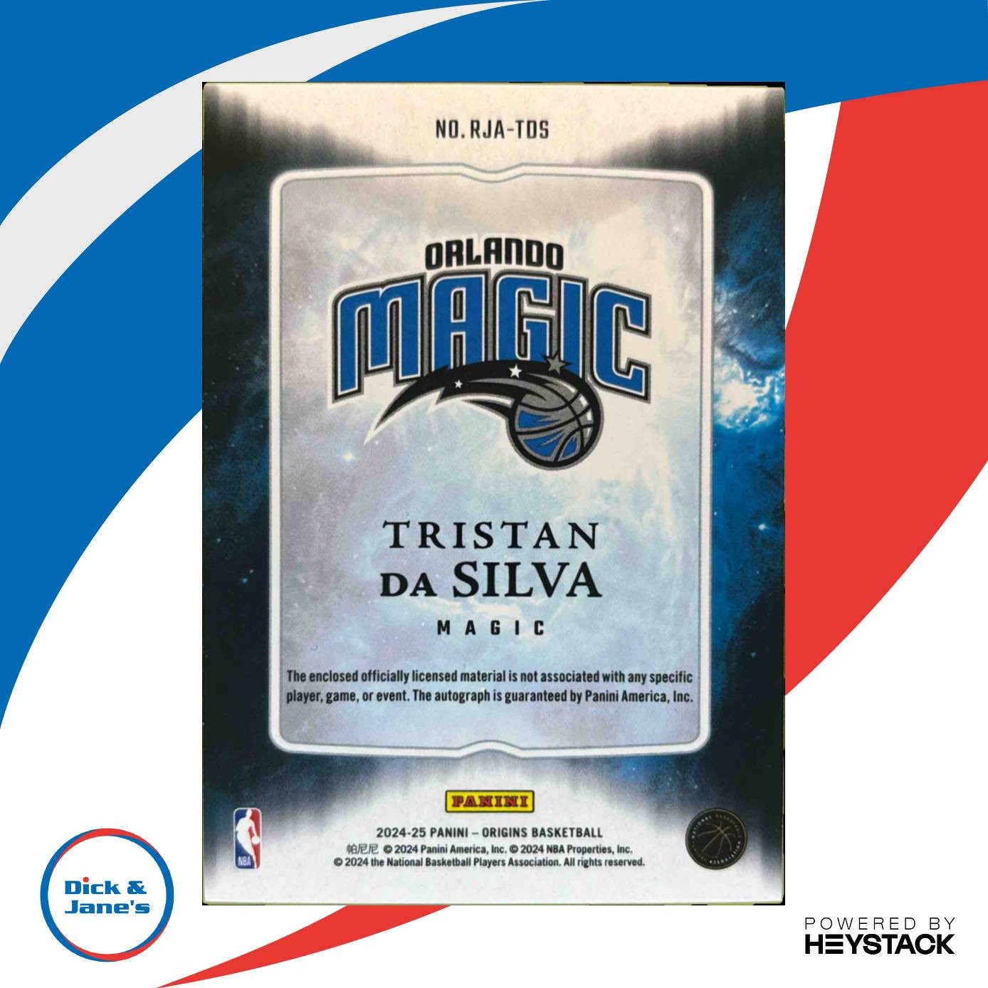 2024 25 Panini Origins Tristan da Silva Rookie Jersey Auto RC Orlando Magic Sports Cards