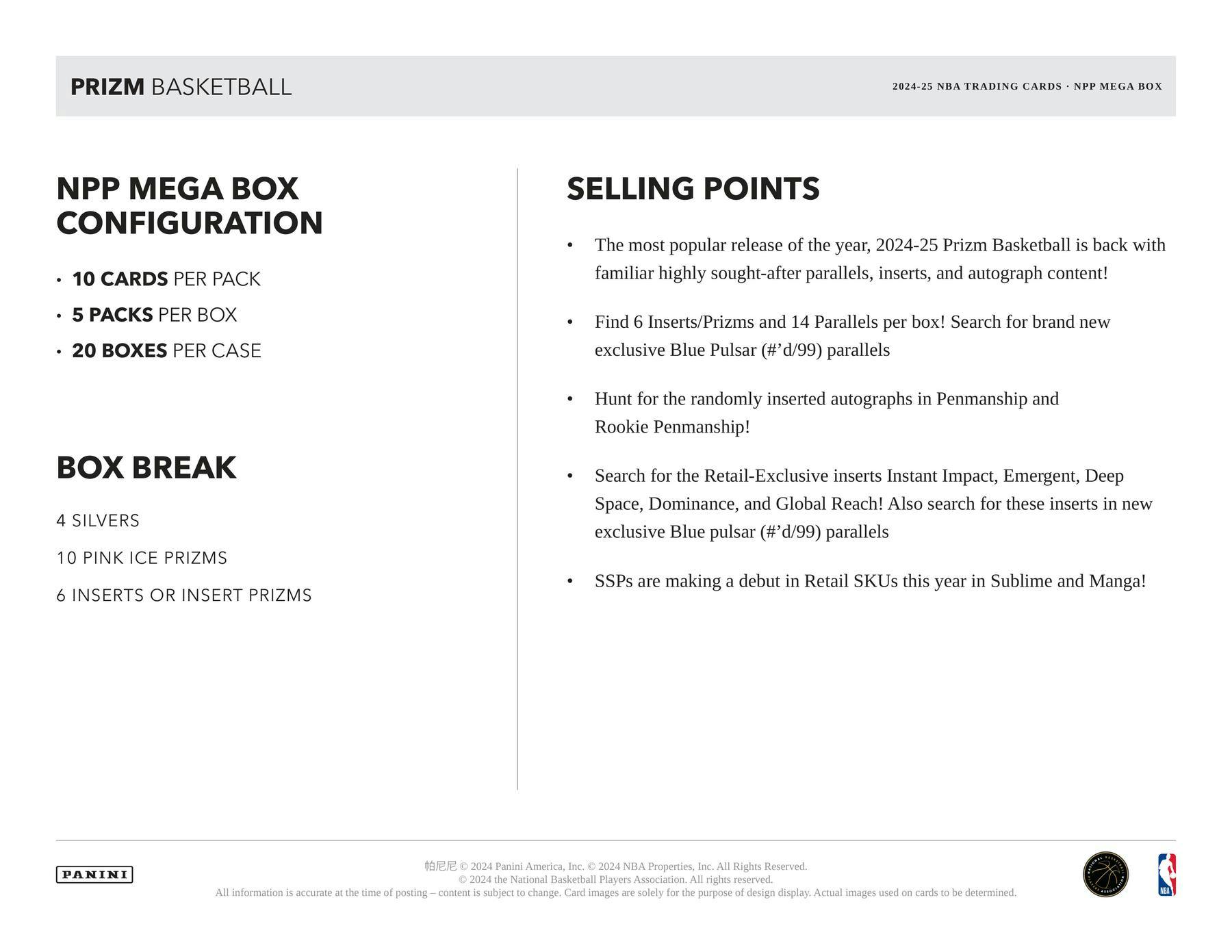 2024/25 Panini Prizm Basketball Mega Box (Pink Ice Prizms!) - NBA Mega Box