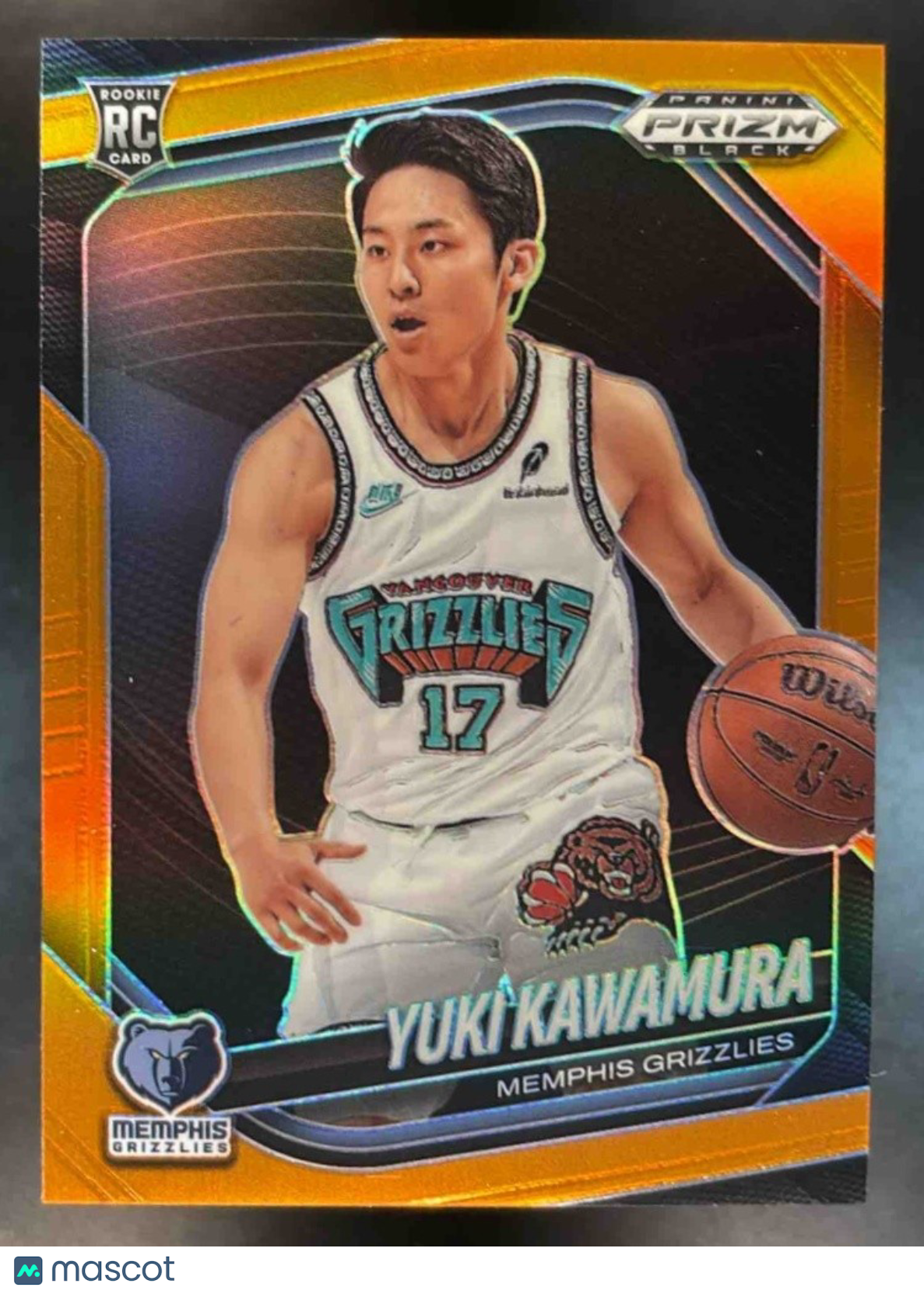 2024-25 Panini Prizm Black Yuki Kawamura Orange /49 #201 Memphis Grizzlies - Sports Cards