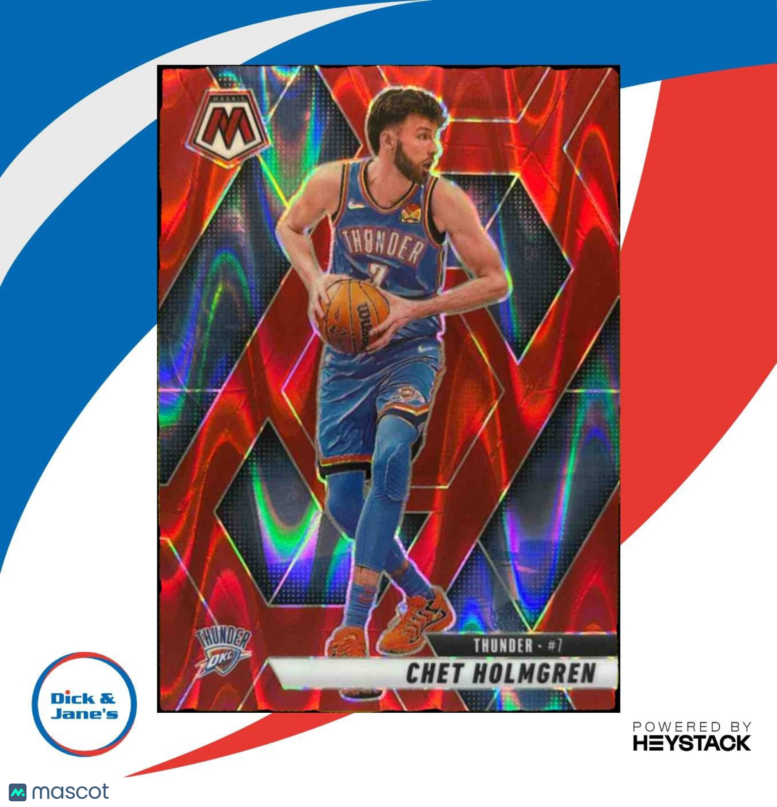 2024-25 Panini Prizm Chet Holmgren Red Seismic /299 #17 Oklahoma City Thunder - Sports Cards
