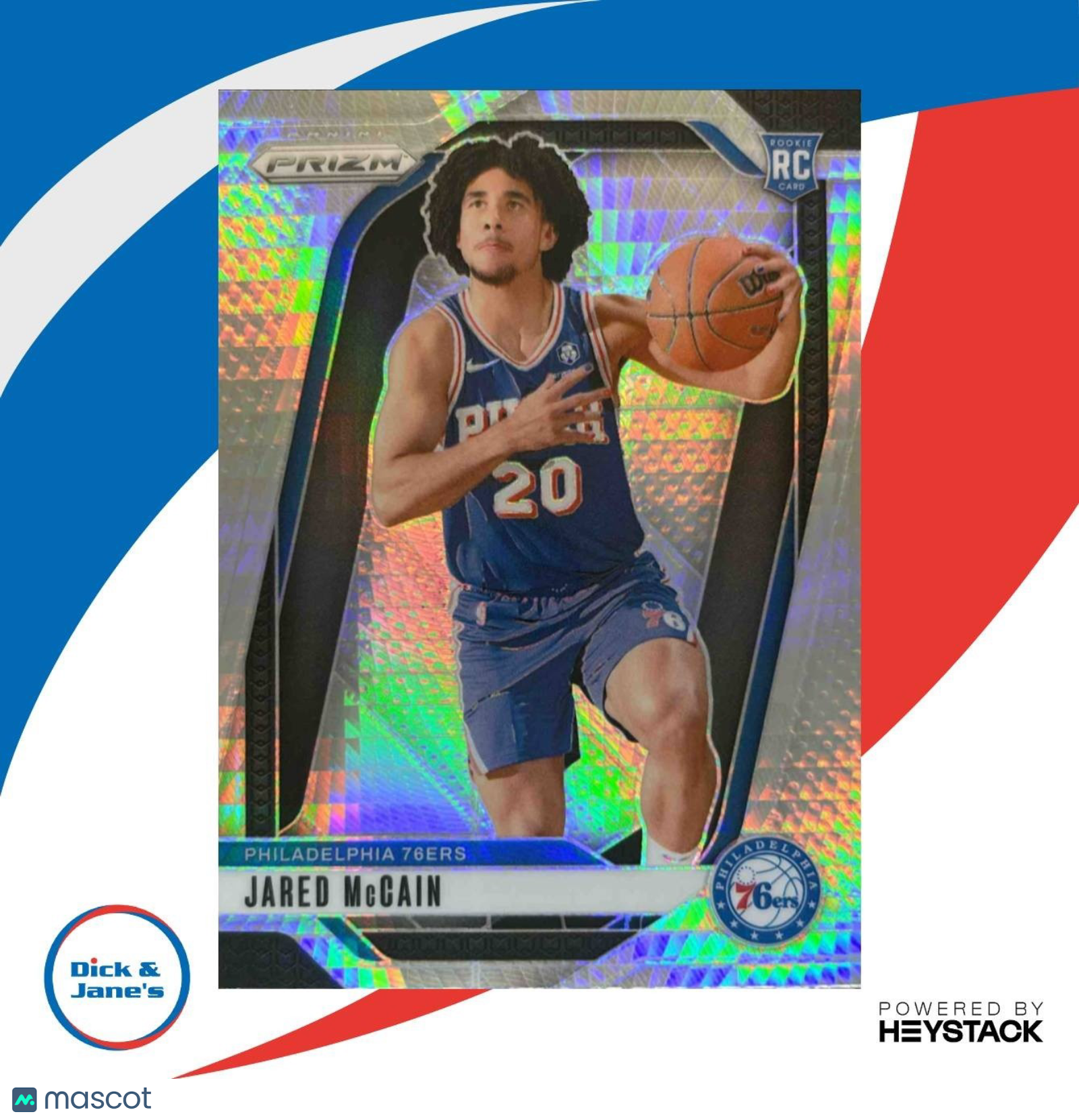 2024-25 Panini Prizm Jared McCain Hyper #222 RC Philadelphia 76ers - Sports Cards