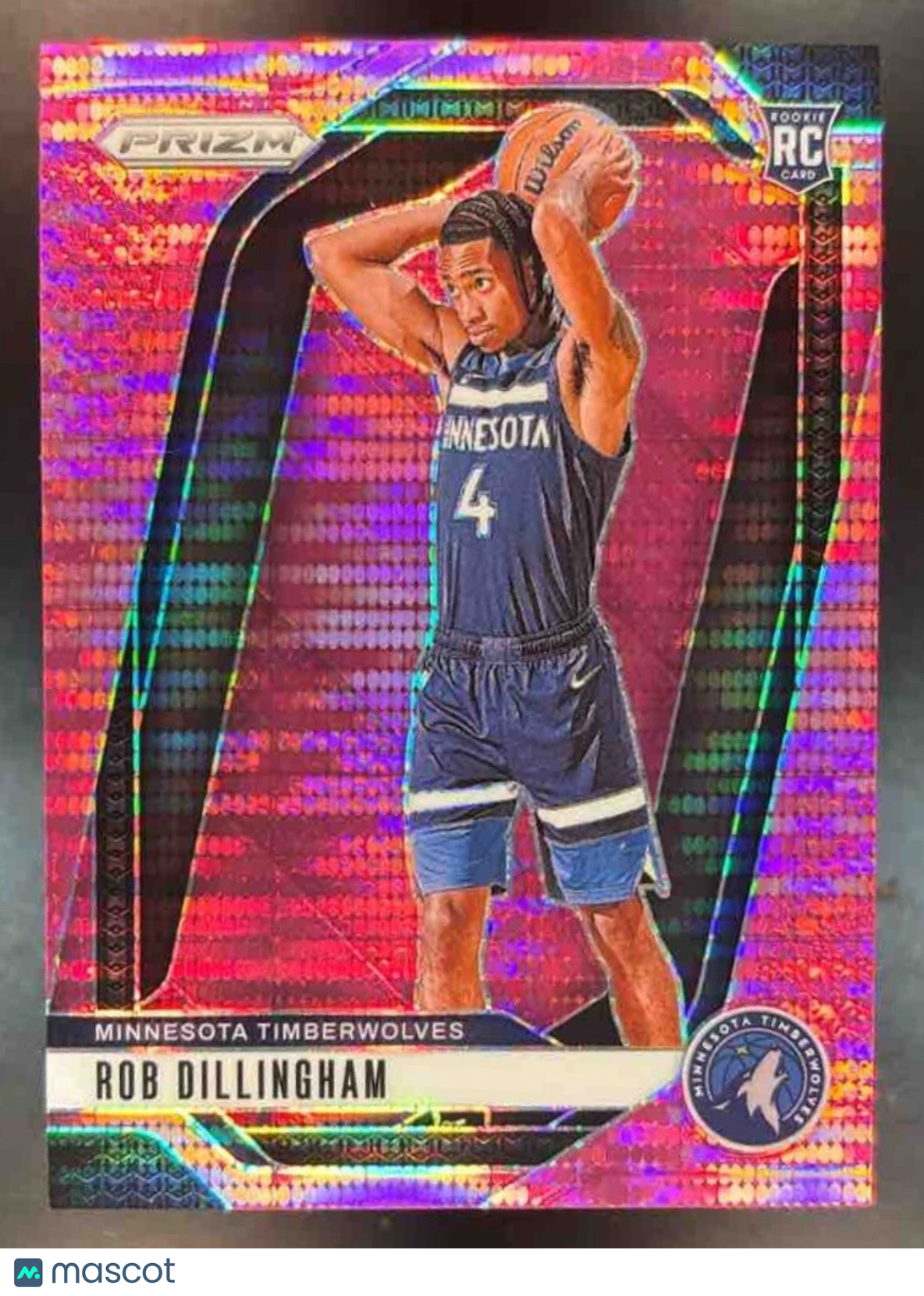 2024-25 Panini Prizm Rob Dillingham Pink Pulsar /42 #250 RC Timberwolves - Sports Cards
