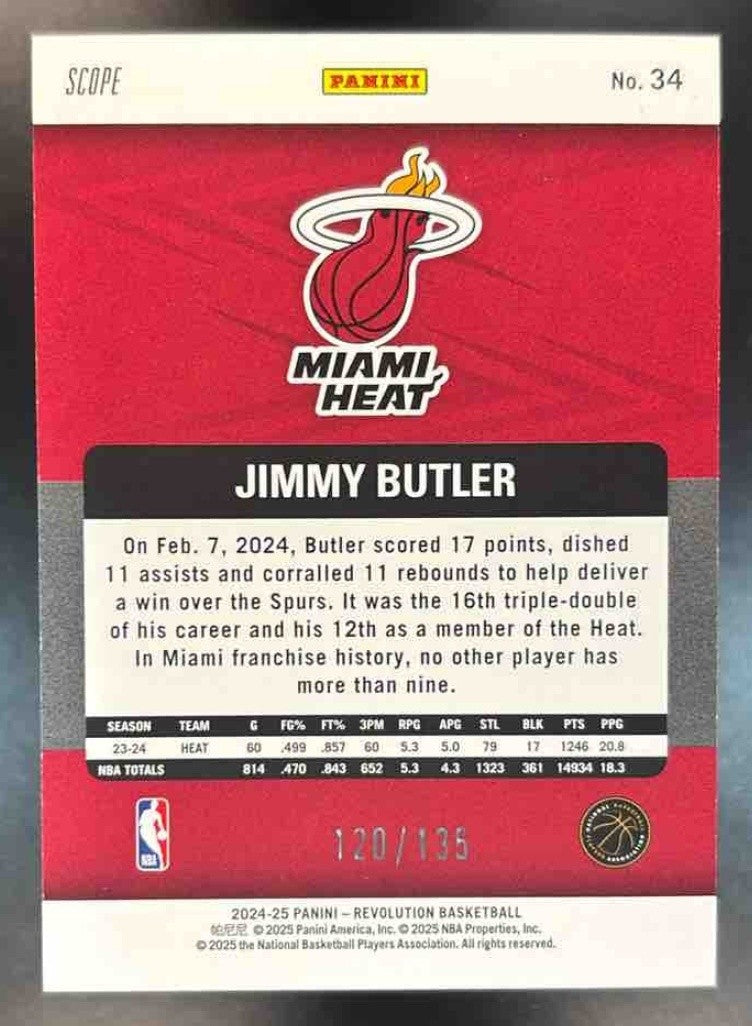 2024-25 Panini Revolution Jimmy Butler III Red Scope /135 #34 Miami Heat - Sports Cards