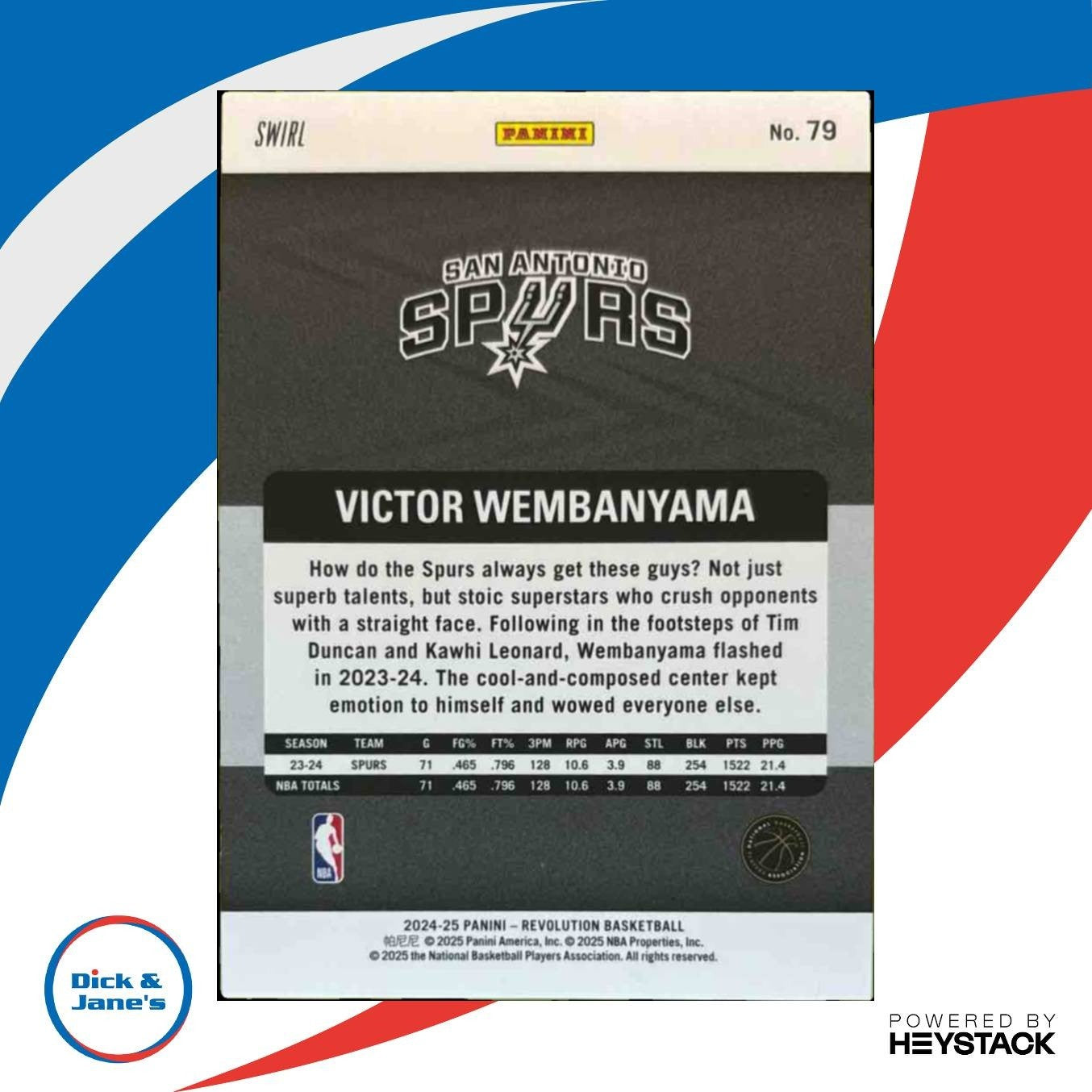 2024-25 Panini Revolution Victor Wembanyama #79 San Antonio Spurs - Sports Cards