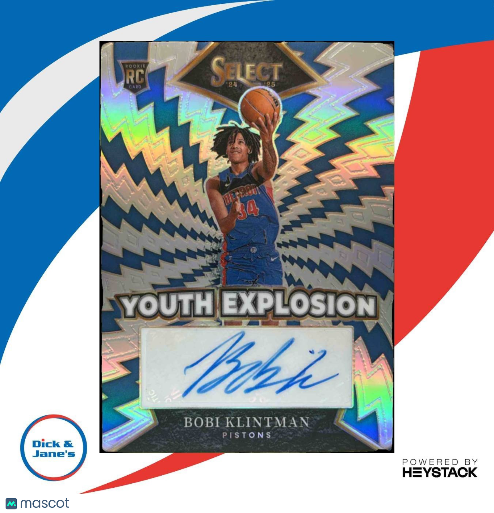 2024-25 Panini Select Bobi Klintman Youth Explosion Signatures RC Auto Pistons - Sports Cards