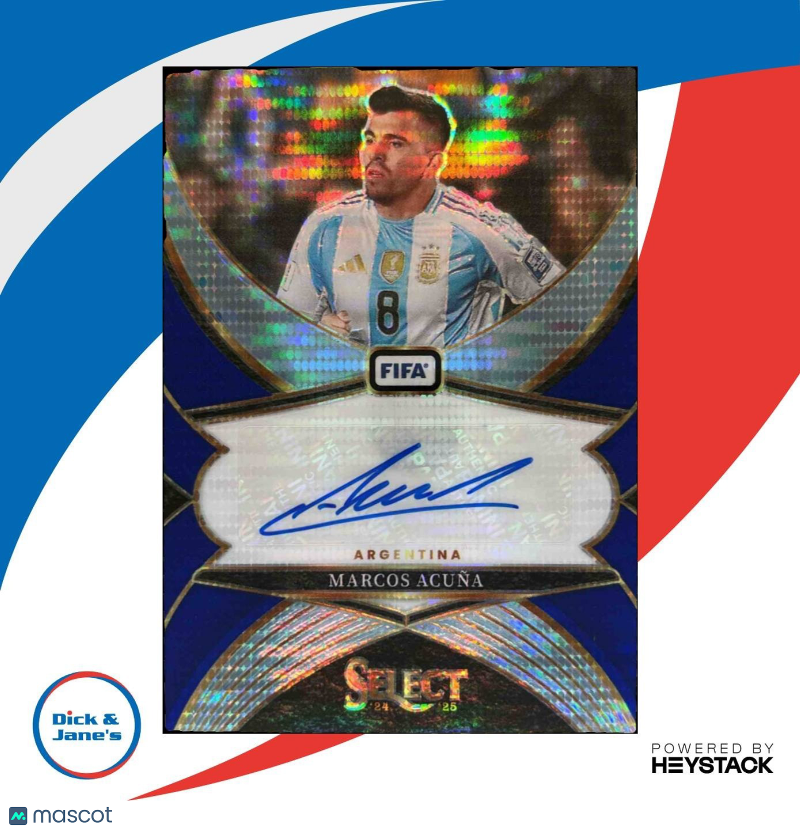 2024-25 Panini Select FIFA Marcos Acuna Signatures Blue Pulsar Auto Argentina - Sports Cards
