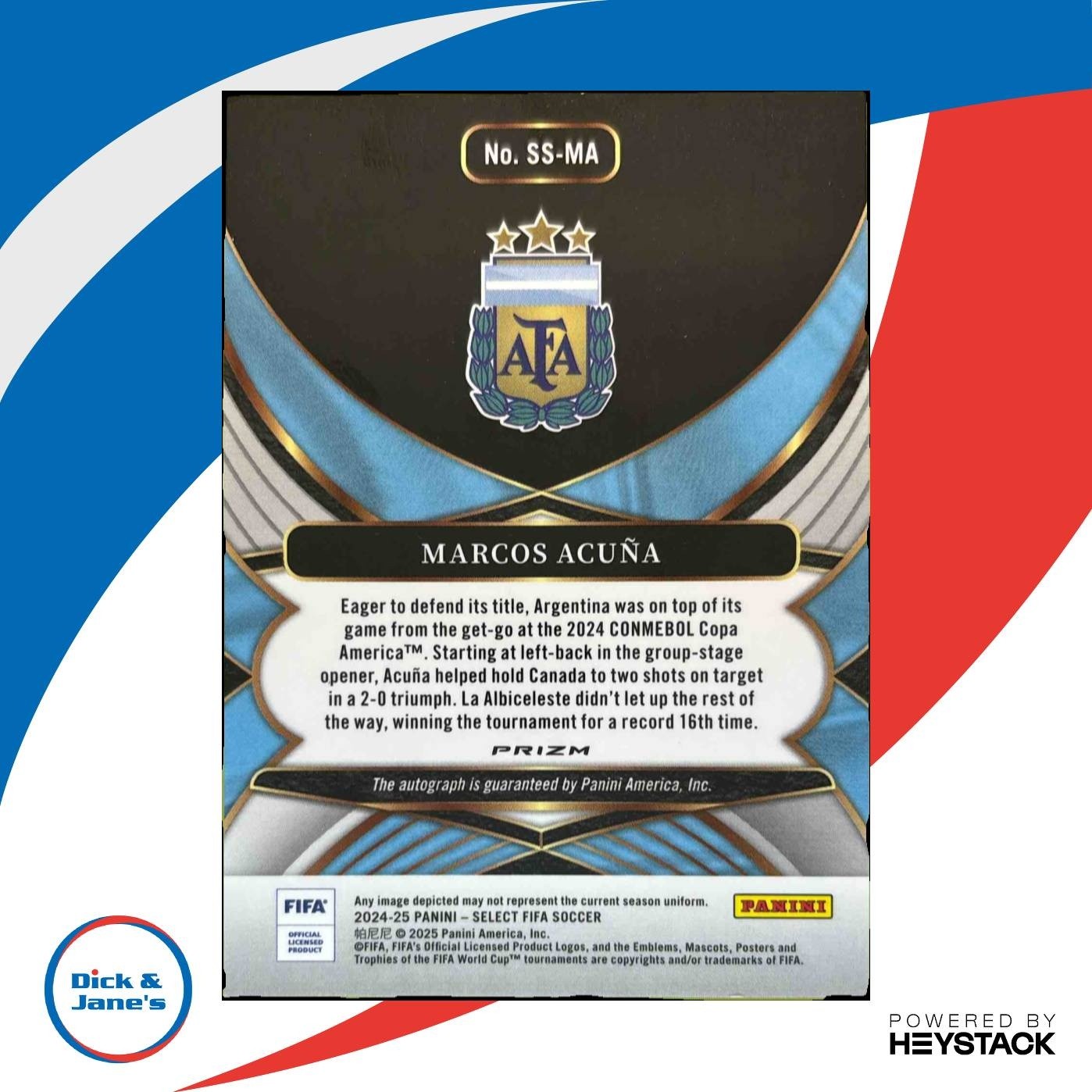 2024-25 Panini Select FIFA Marcos Acuna Signatures Blue Pulsar Auto Argentina - Sports Cards