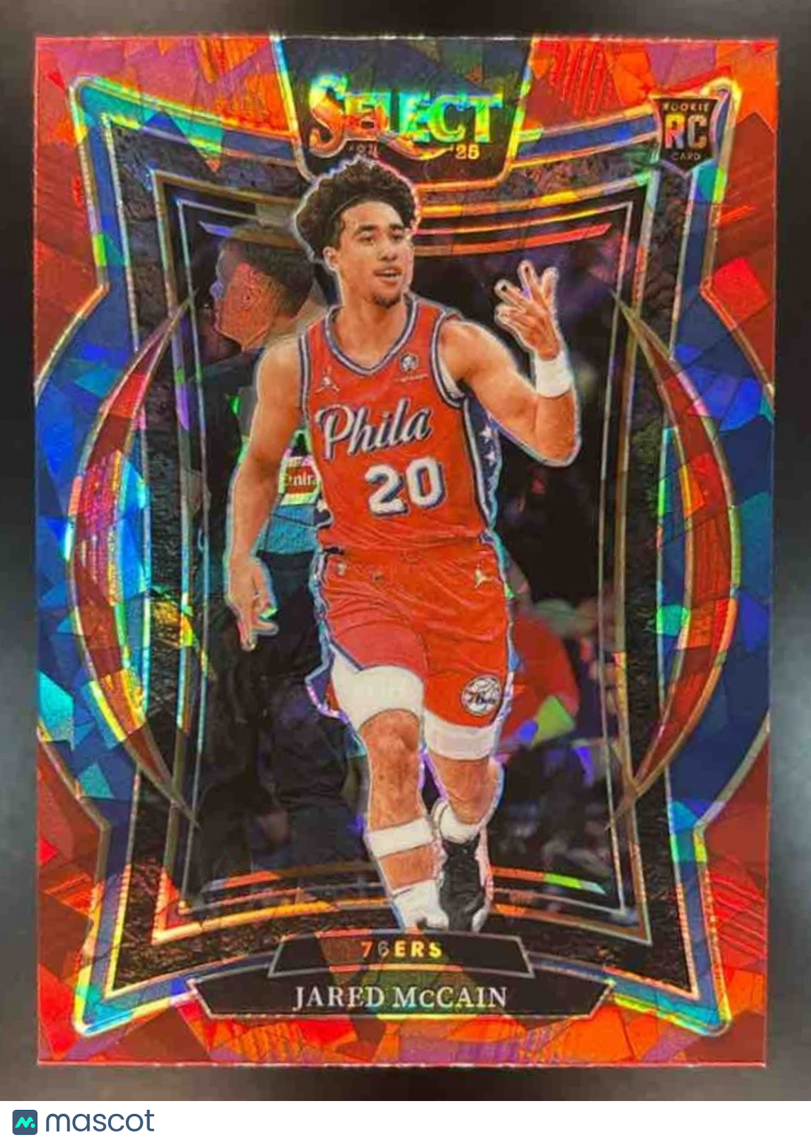 2024-25 Panini Select Jared McCain Red Cracked Ice #82 RC Philadelphia 76ers - Sports Cards