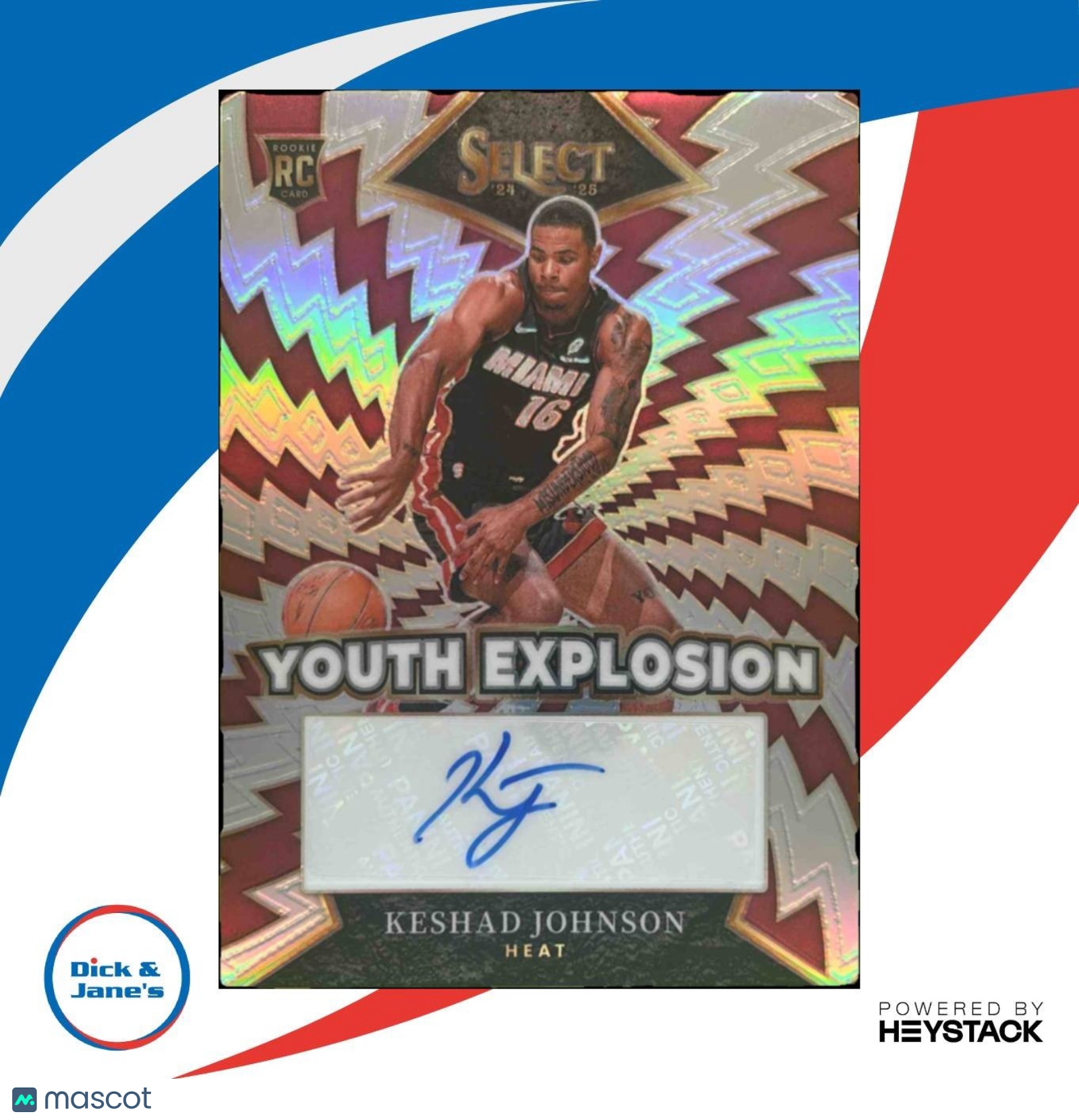 2024-25 Panini Select Keshad Johnson Youth Xplosion Signature RC Auto Miami Heat - Sports Cards