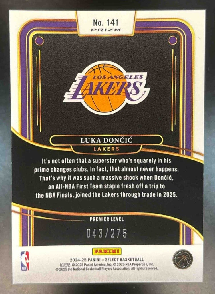 2024-25 Panini Select Luka Doncic Orange Cracked Ice /275 #141 Los Angeles Laker - Sports Cards