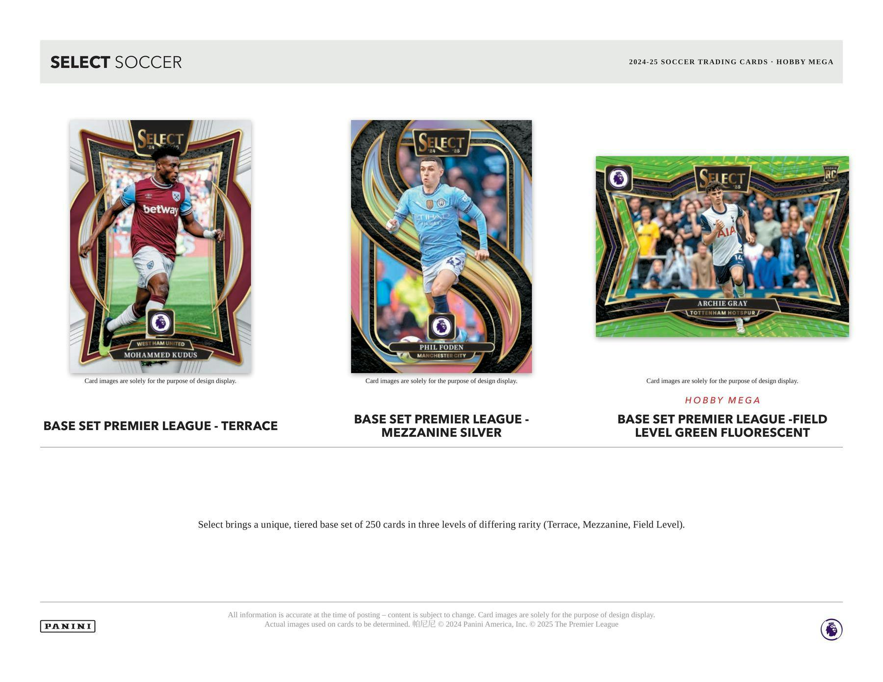 2024/25 Panini Select Premier League EPL Soccer Hobby Mega Box (Green Fluorescent!) - Soccer
