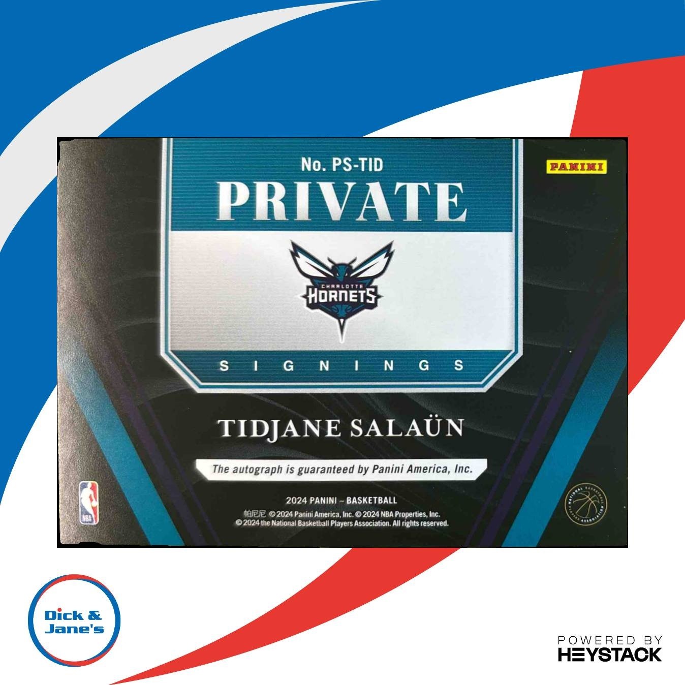 2024-25 Panini Select Tidjane Salaun Private Signings RC Auto Charlotte Hornets - Sports Cards