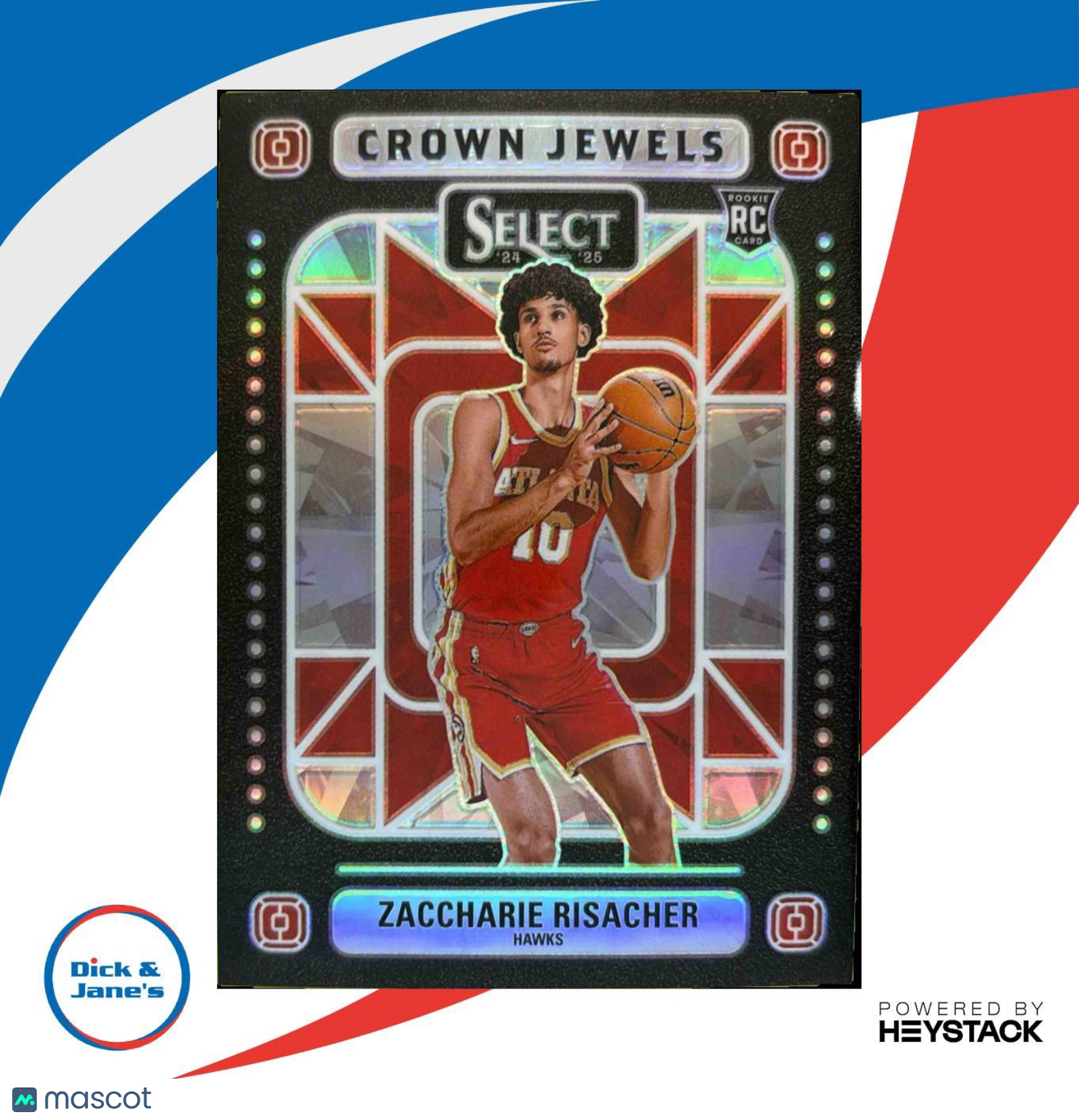 2024-25 Panini Select Zaccharie Risacher Crown Jewels RC Atlanta Hawks CASE HIT - Sports Cards