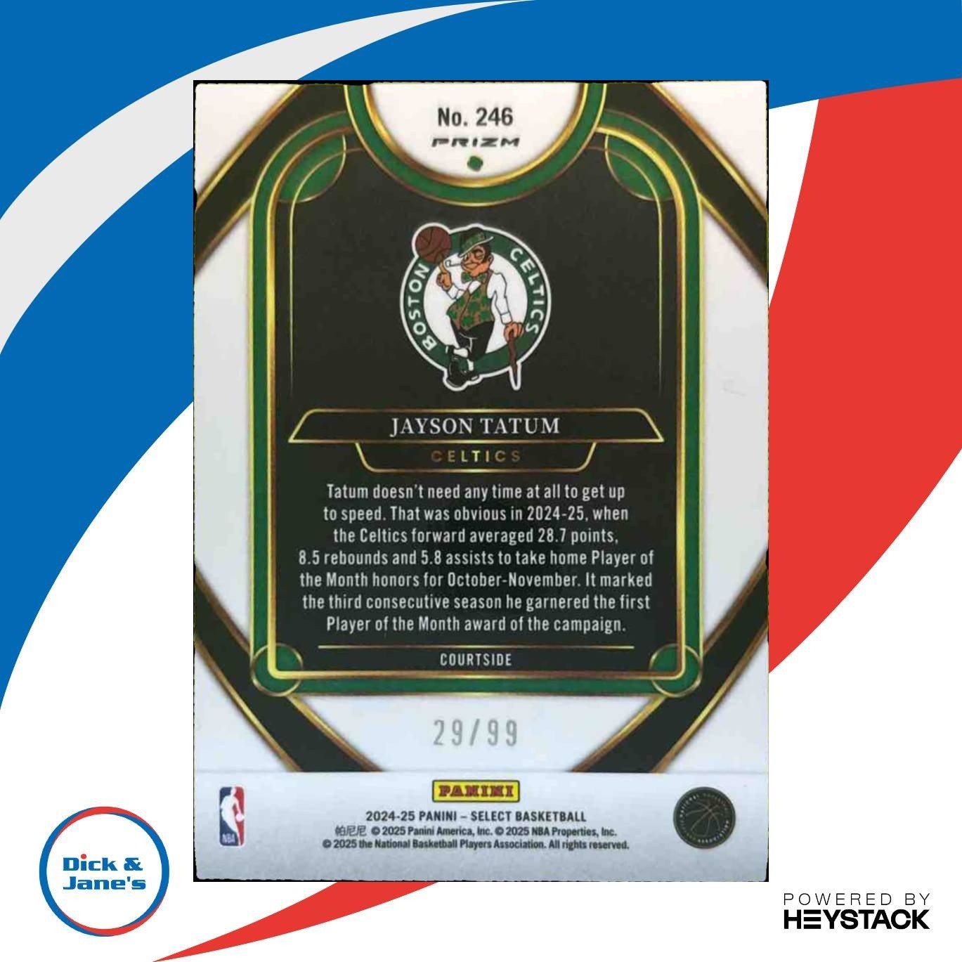 2024-25 Select Jayson Tatum Courtside Blue Prizm /99 #246 Boston Celtics - Sports Cards