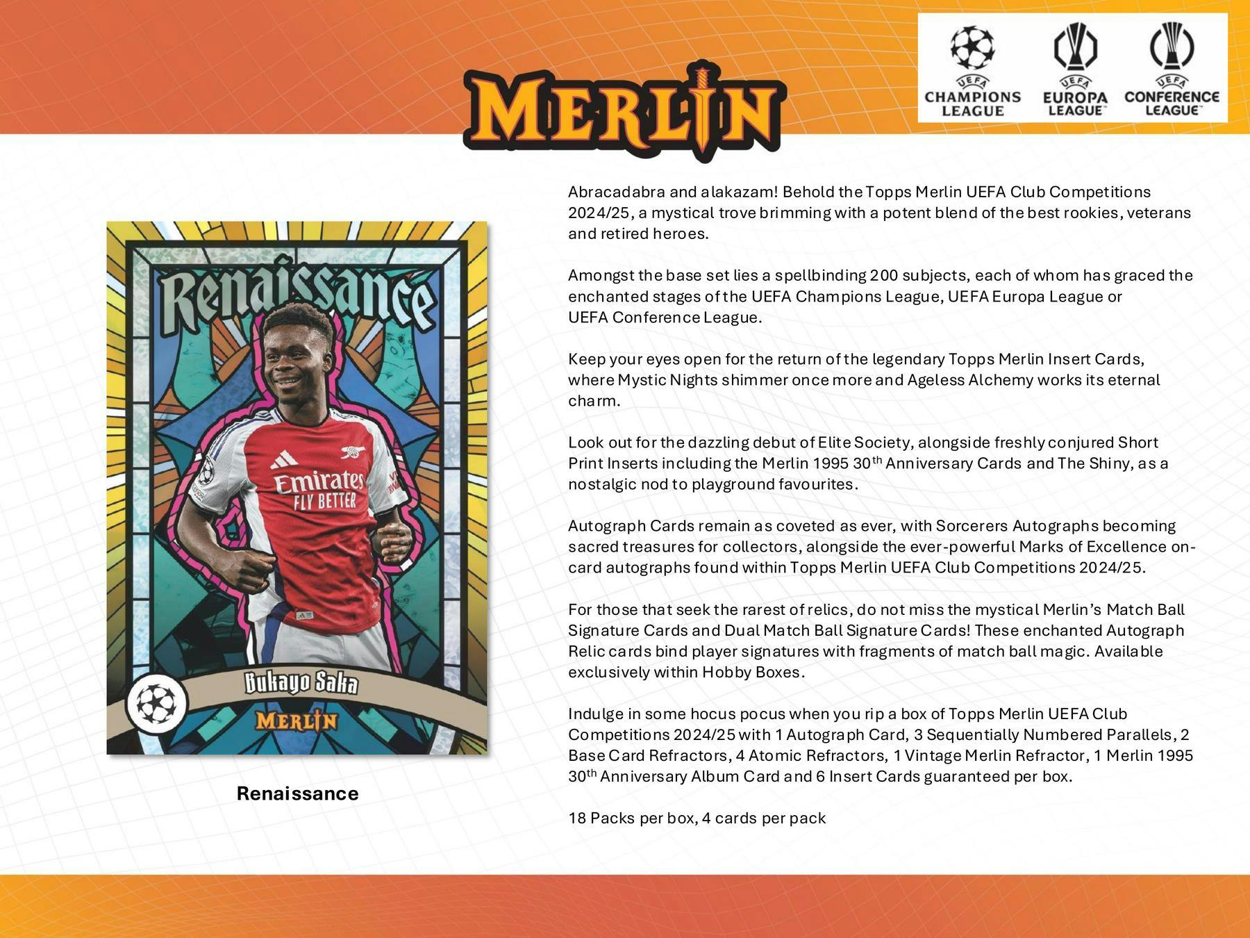 2024/25 Topps Chrome Merlin UEFA Club Competitions Soccer Hobby Box (1 Auto) - Soccer Hobby Box