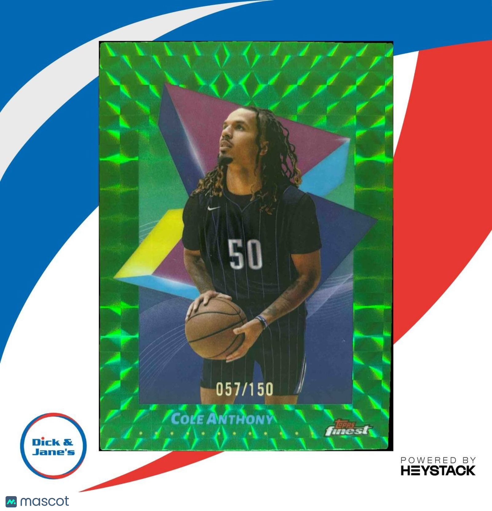 2024-25 Topps Finest Cole Anthony Common Green Geometric /150 #72 Orlando Magic - Sports Cards