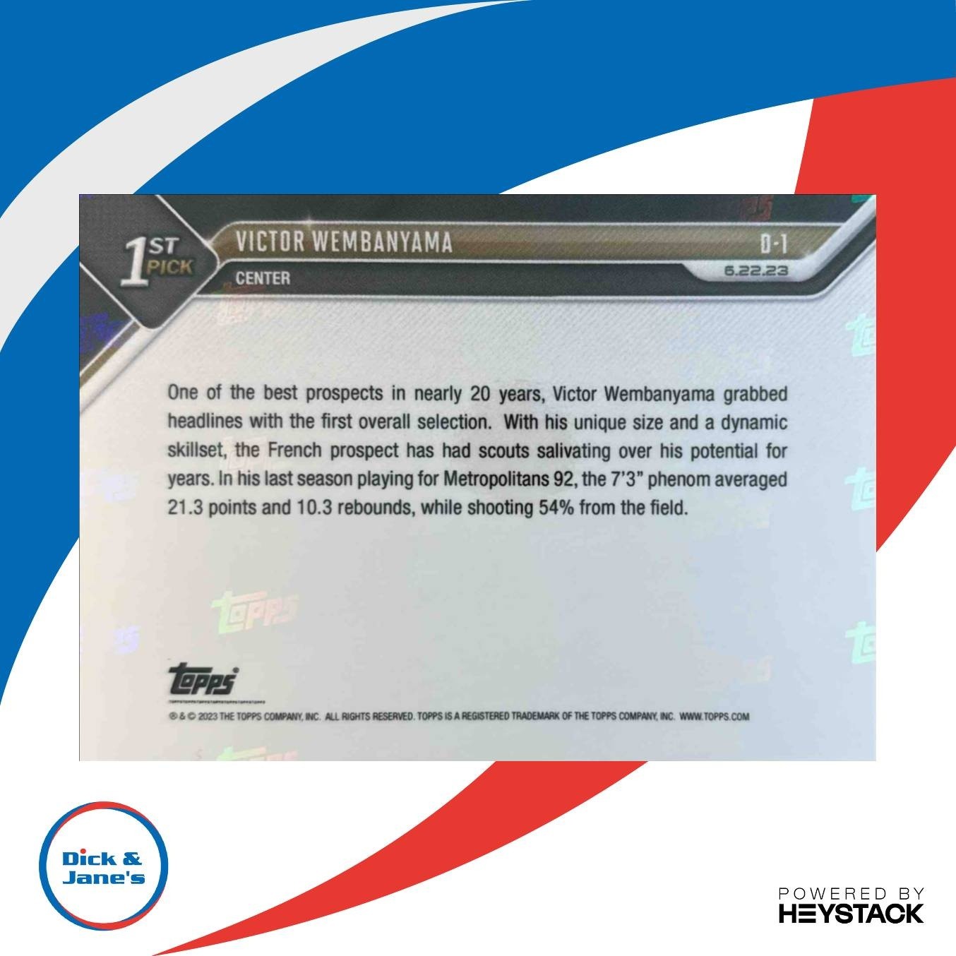 2024-25 Topps Now Draft Victor Wembanyama D-1 Rookie - Sports Cards