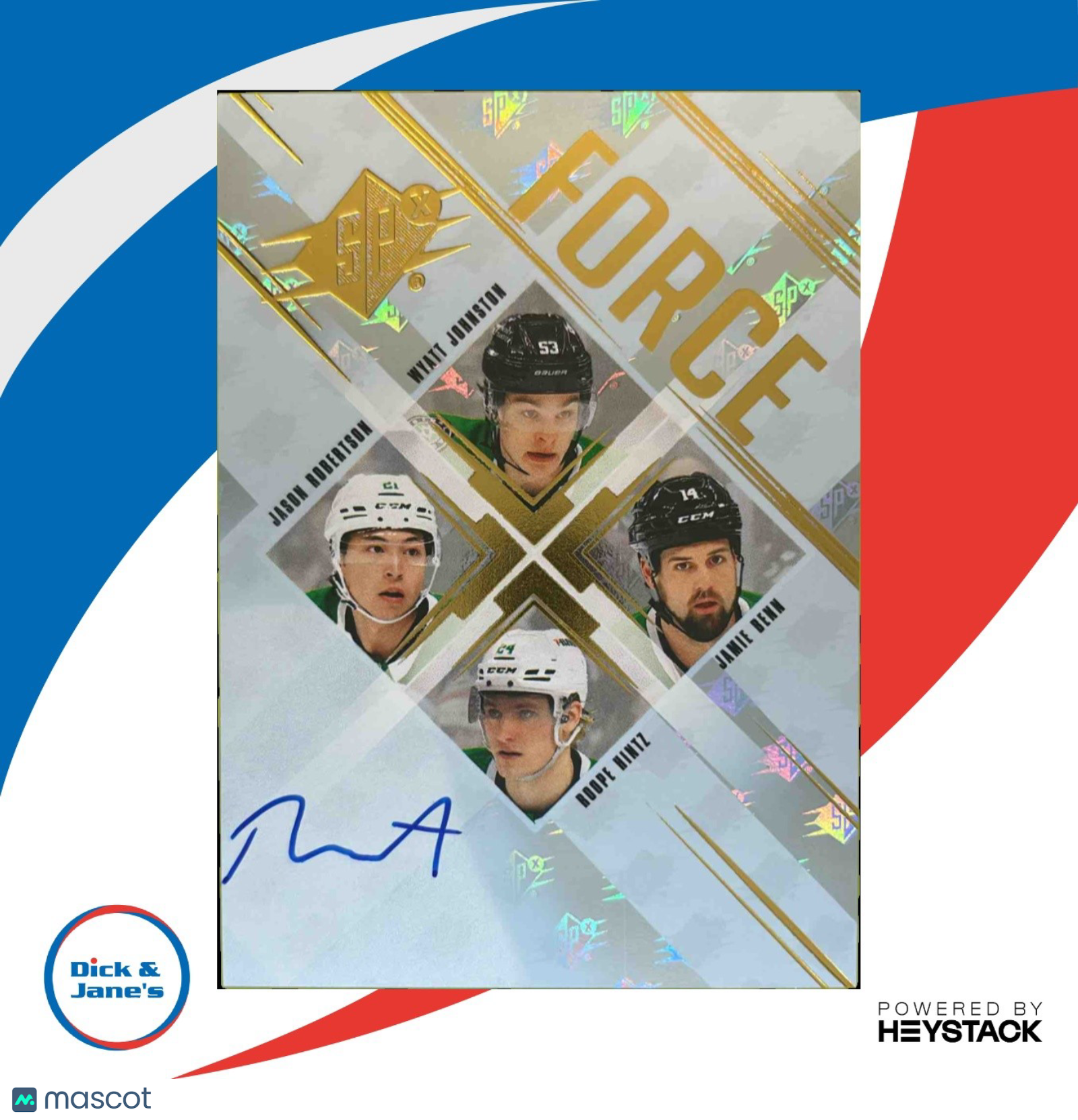 2024 25 Upper Deck SPx W Johnston J Robertson J Benn Roope Hintz Force Auto /49 Sports Cards