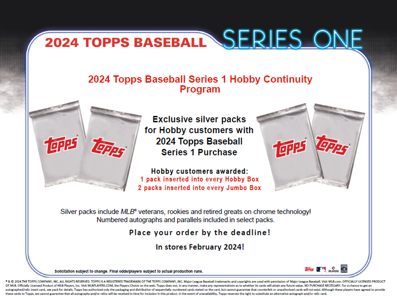 Packs of 2024 Topps Series 1 Hobby HTA JUMBO Baseball (40 Card Pack Lots)