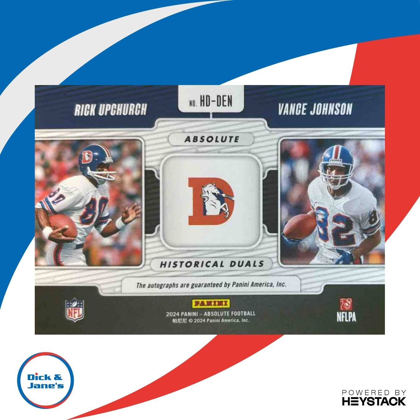 2024 Absolute Rick Upchurch Vance Johnson Historical Dual Auto /199 Broncos - Sports Cards