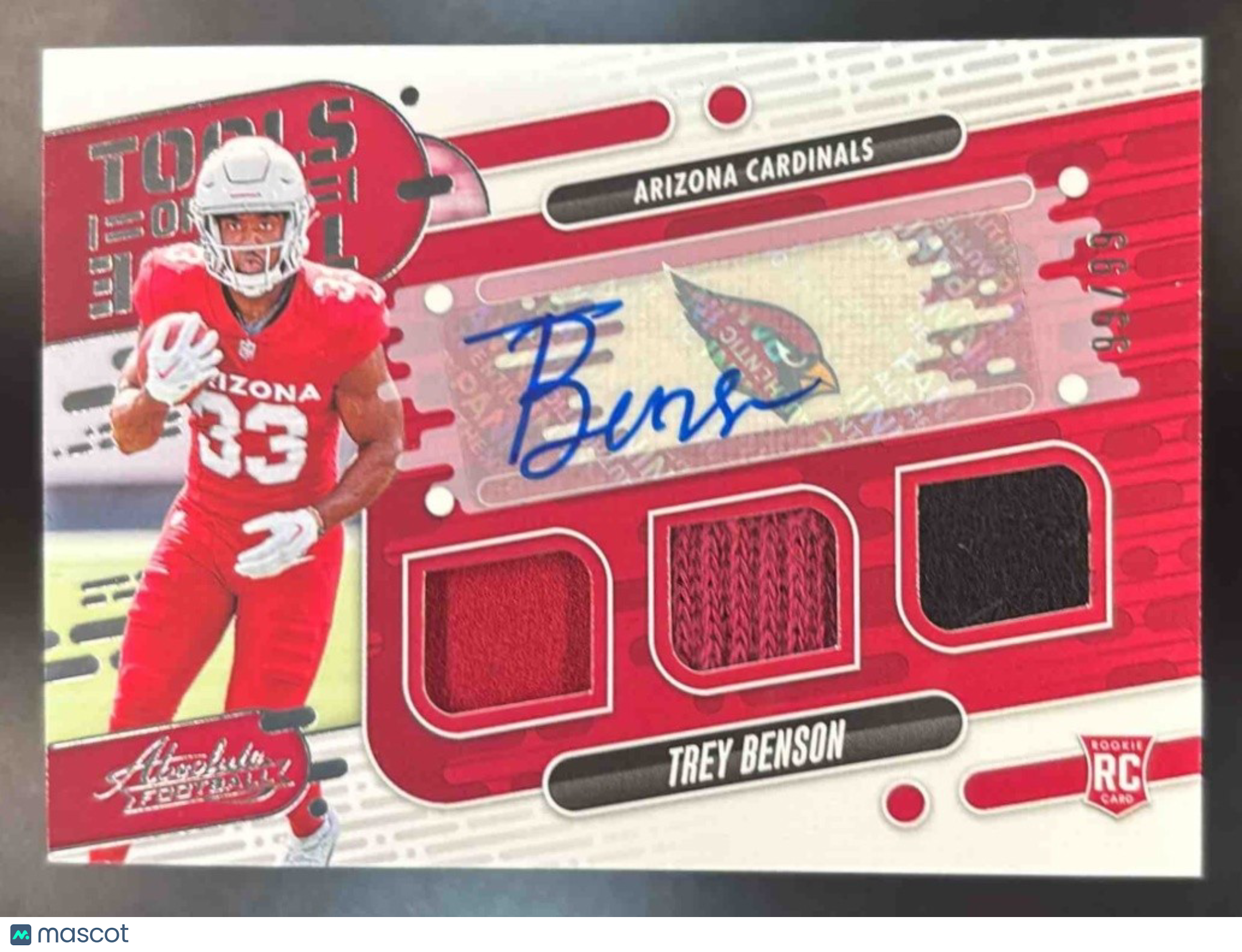 2024 Absolute Trey Benson Tools of the Trade Triple Patch Auto 99/99 RC - Sports Cards