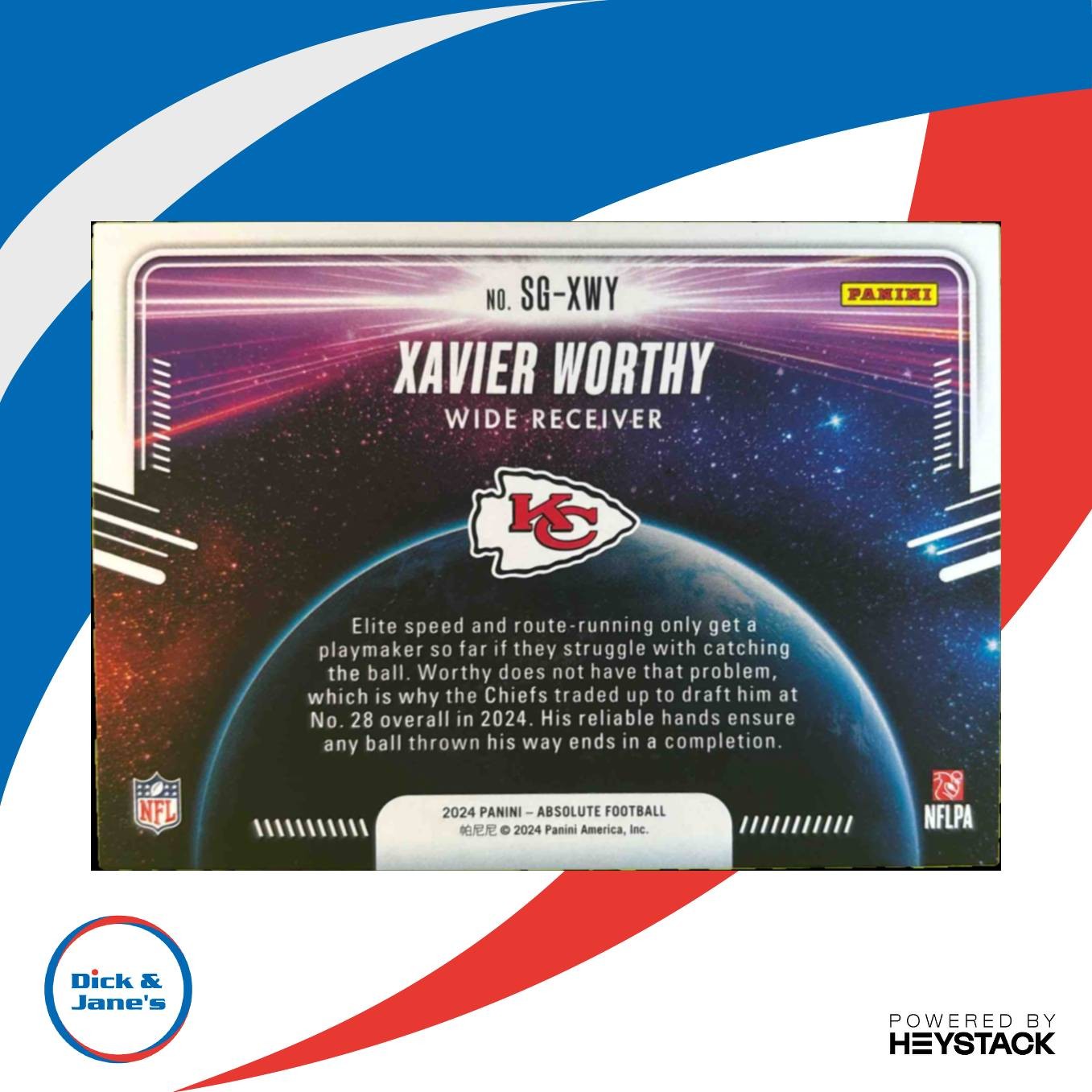 2024 Absolute Xavier Worthy Star Gazing Green Spectrum /25 RC Kansas City Chiefs - Sports Cards