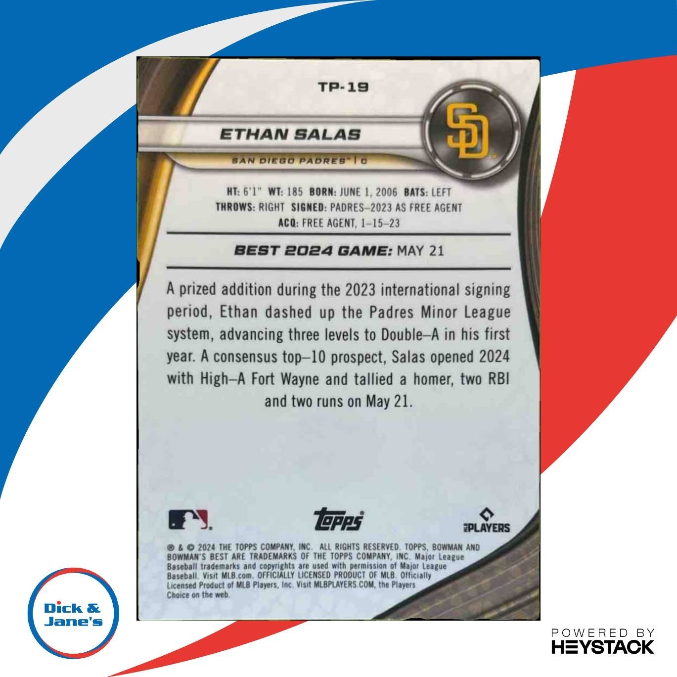 2024 Bowman Best Ethan Salas Prospects Green Mini Diamonds /99 San Diego Padres - Sports Cards