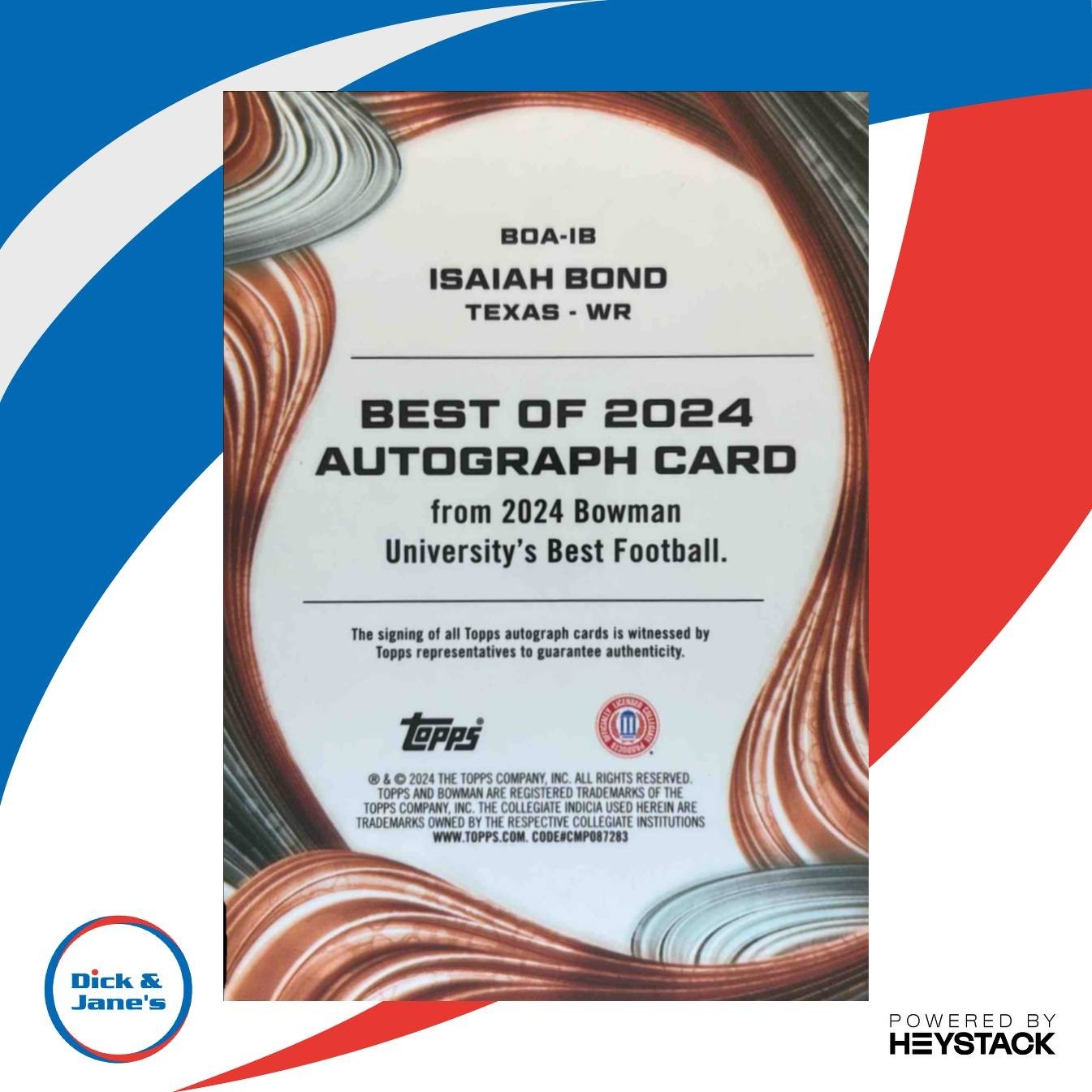 2024 Bowman Best University Isaiah Bond Best of 2024 Auto Green /99 Longhorns - Sports Cards