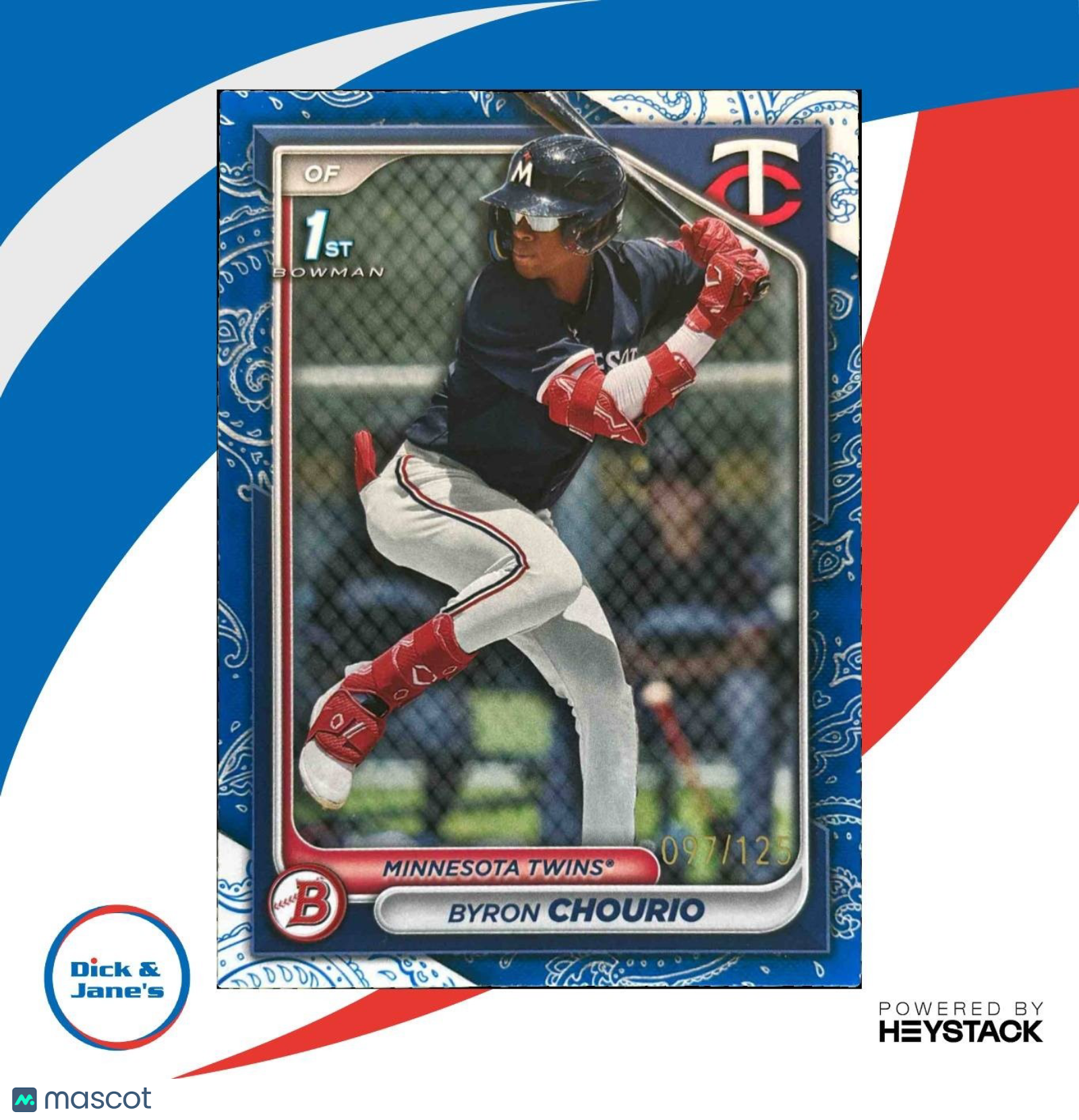 2024 Bowman Byron Chourio Blue Pattern /125 #BP-129 1st Prospect Minnesota Twins - Sports Cards