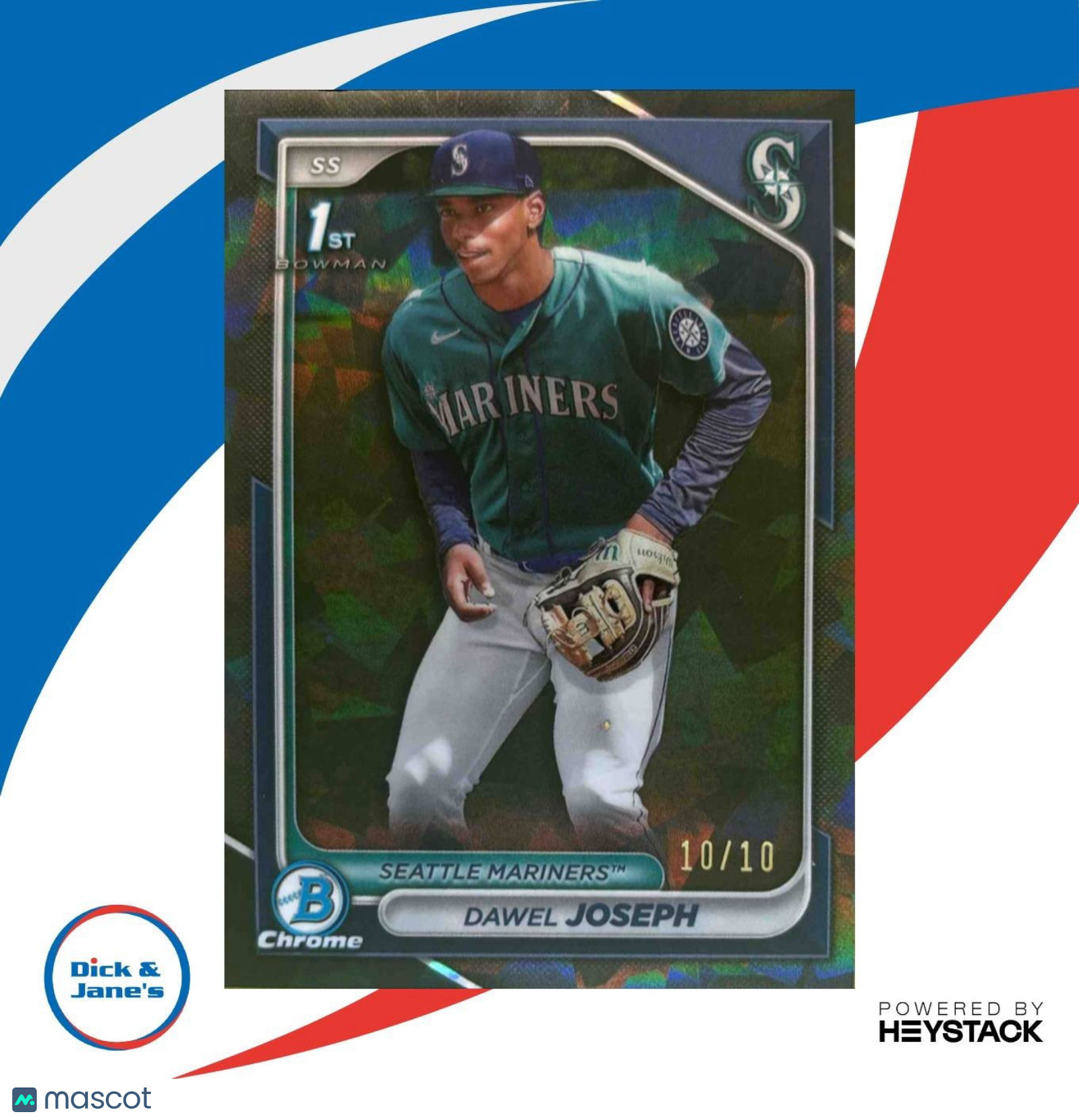 2024 Bowman Chrome Dawel Joseph Reptilian Black /10 BCP-176 1st Prospect Mariner - Sports Cards