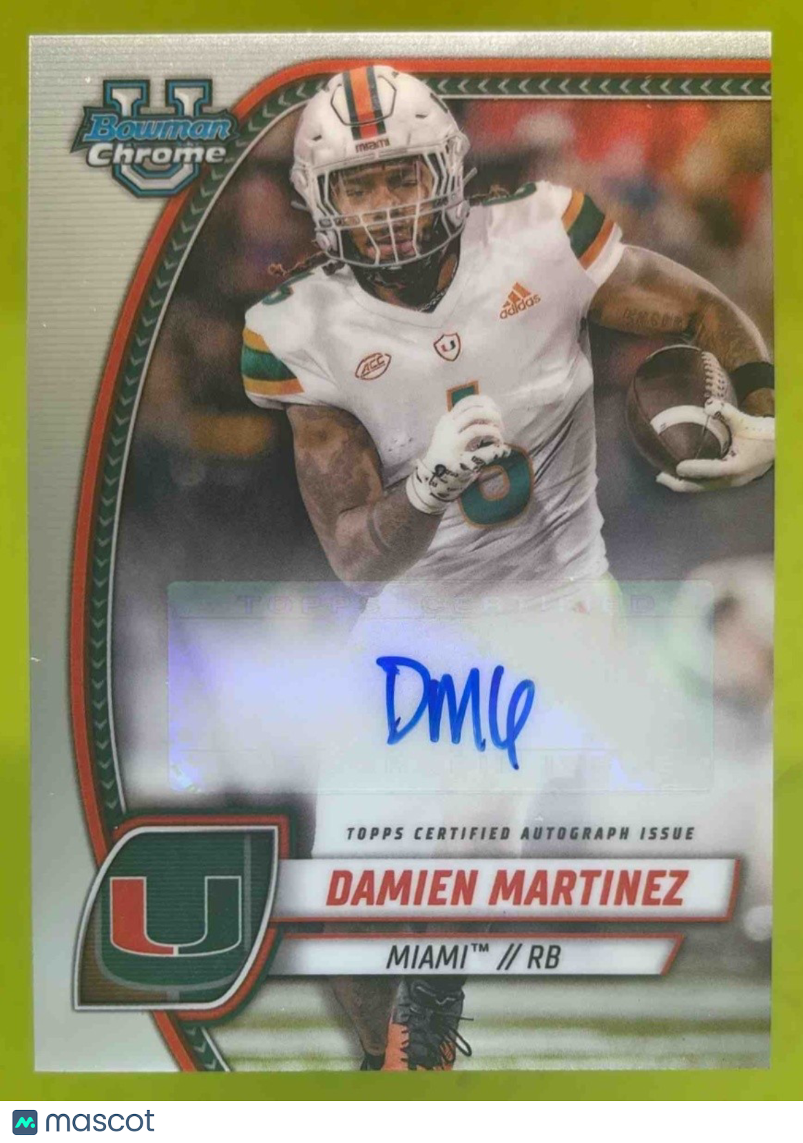 2024 Bowman Chrome University Damien Martinez Prospect Auto Miami Hurricanes - Sports Cards