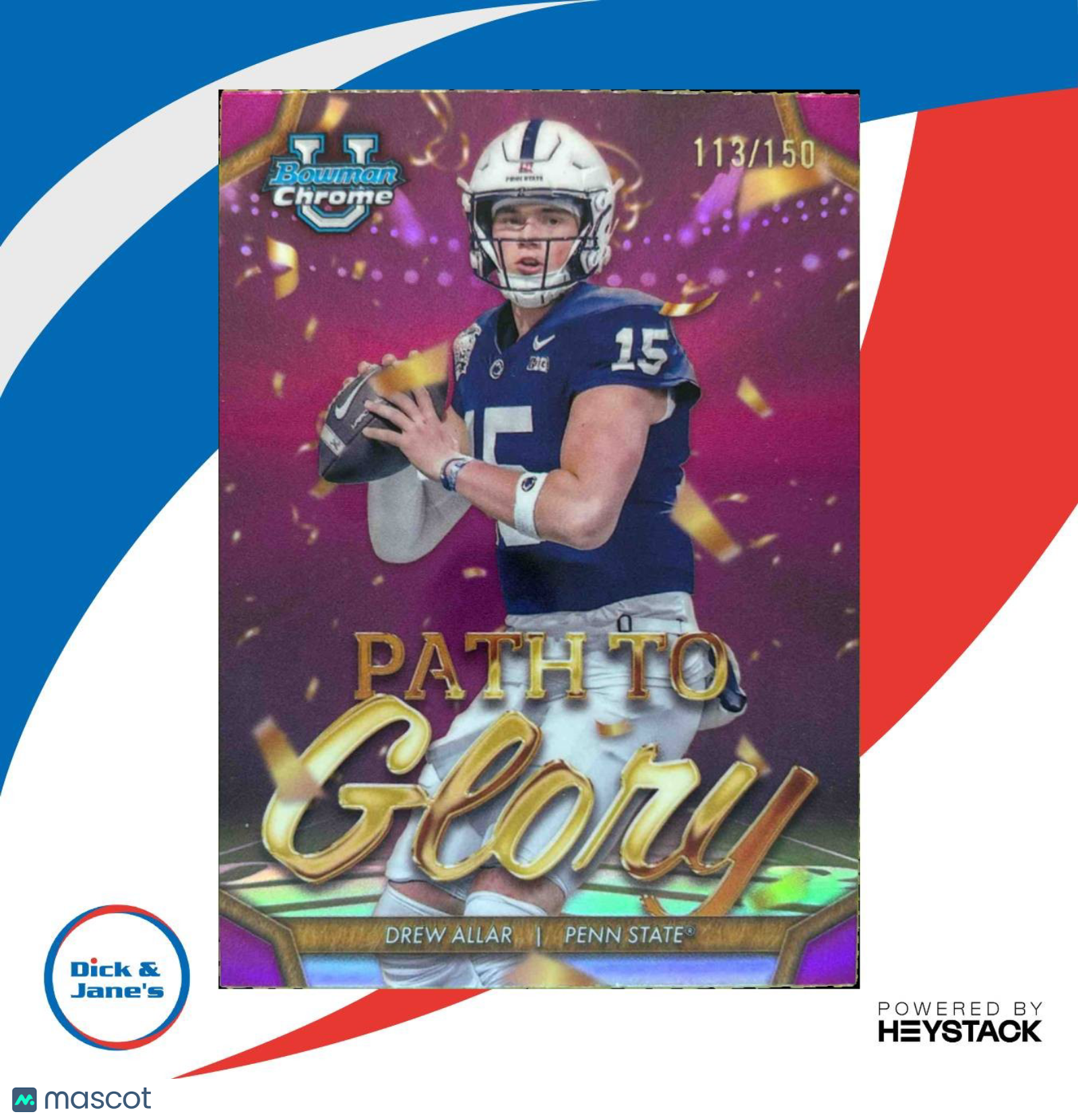 2024 Bowman Chrome University Drew Allar Path To Glory Fuchsia Refractor 113/150 - Sports Cards