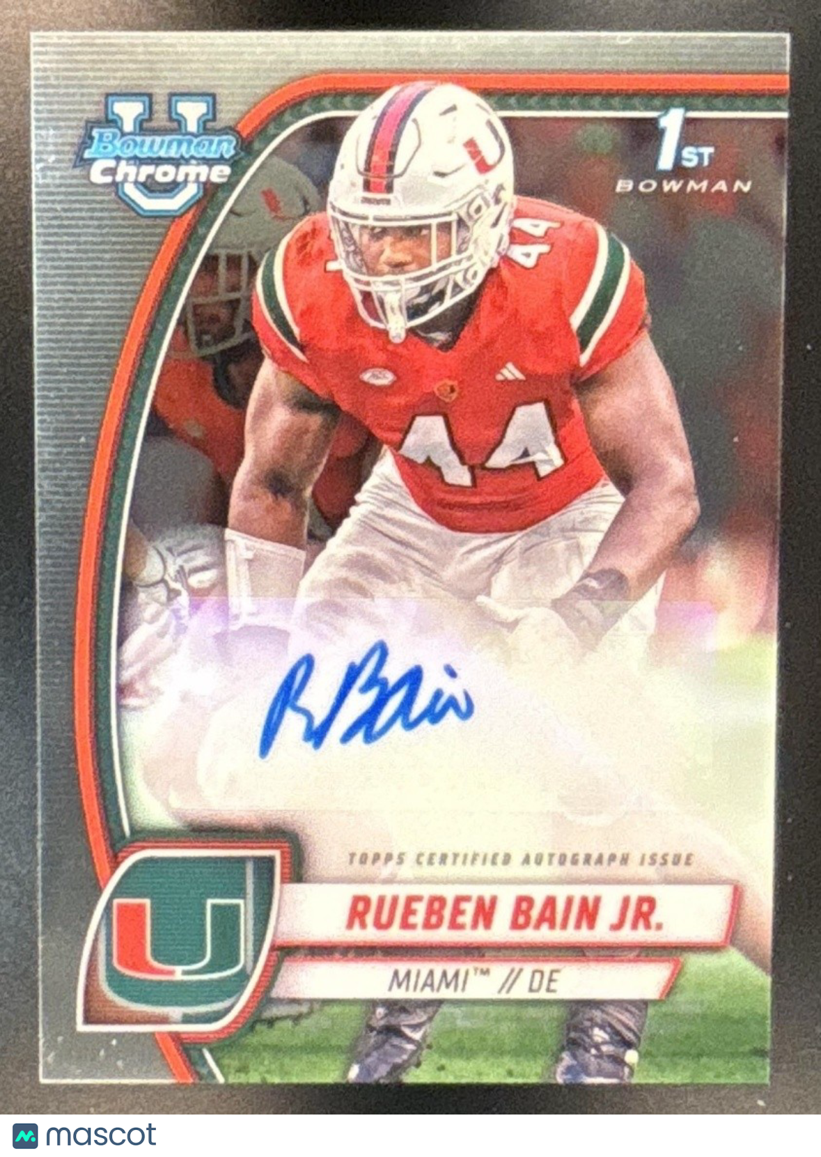 2024 Bowman Chrome University Rueben Bain Jr. Prospect Auto Miami Hurricanes - Sports Cards
