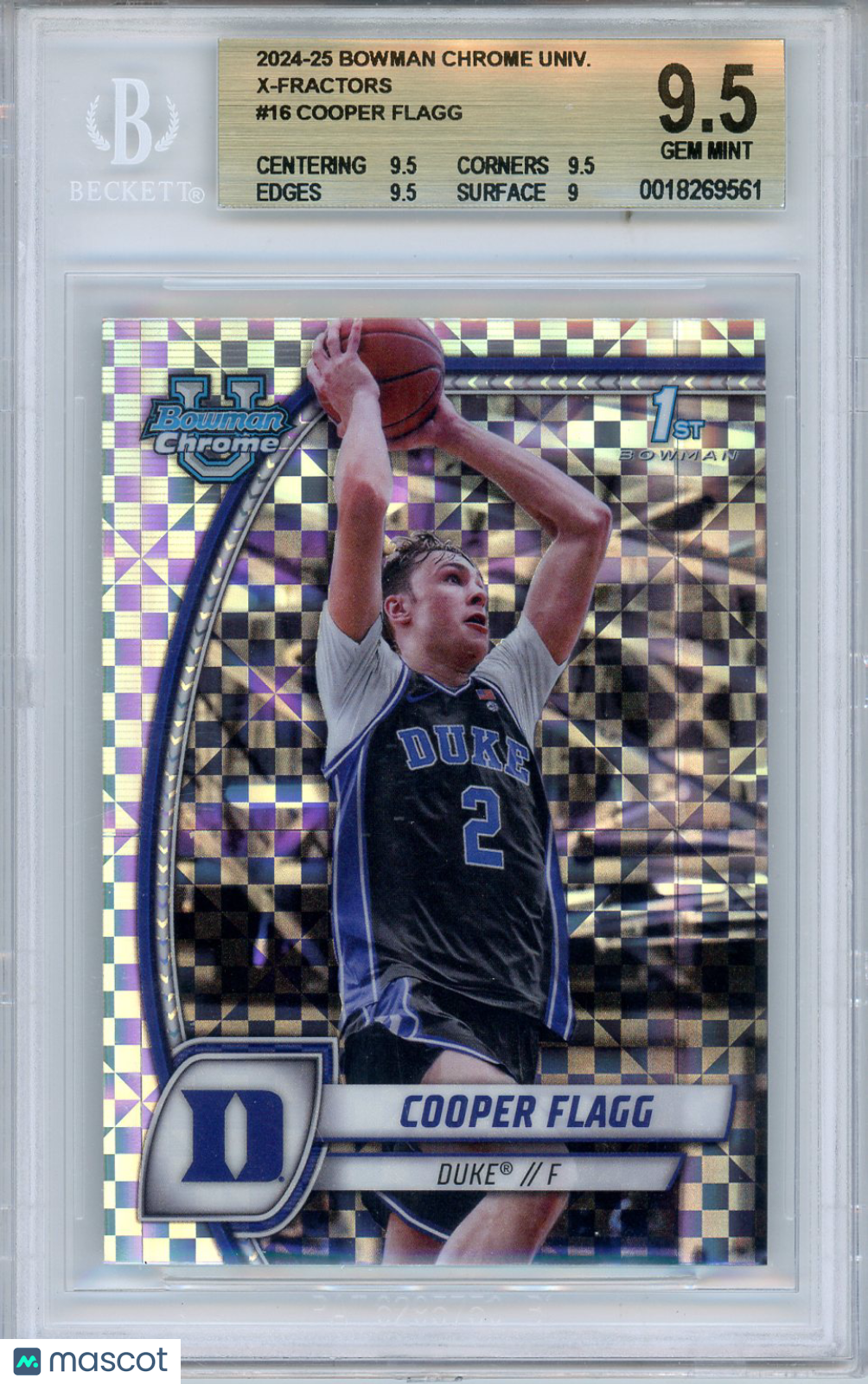2024 Bowman Chrome University X-Fractors Cooper Flagg #16 BGS 9.5 - Graded Sports Cards