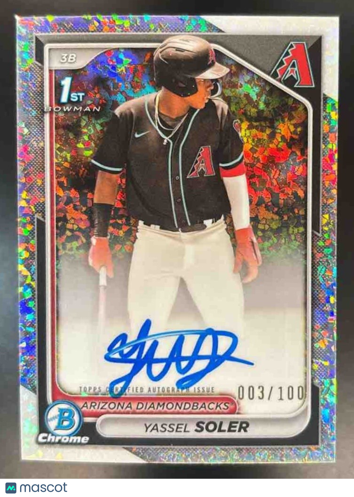 2024 Bowman Chrome Yassel Soler Auto Mini Diamond /100 1st Prospect Diamondbacks - Sports Cards