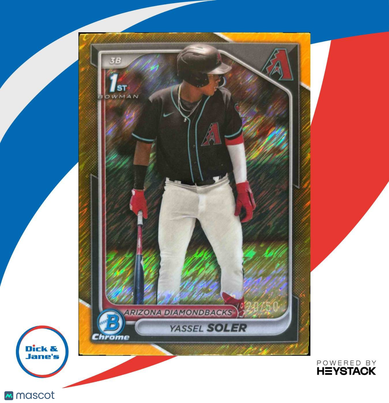 2024 Bowman Chrome Yassel Soler Gold Shimmer Refractor 20/50 BCP174 1st Prospect - Sports Cards