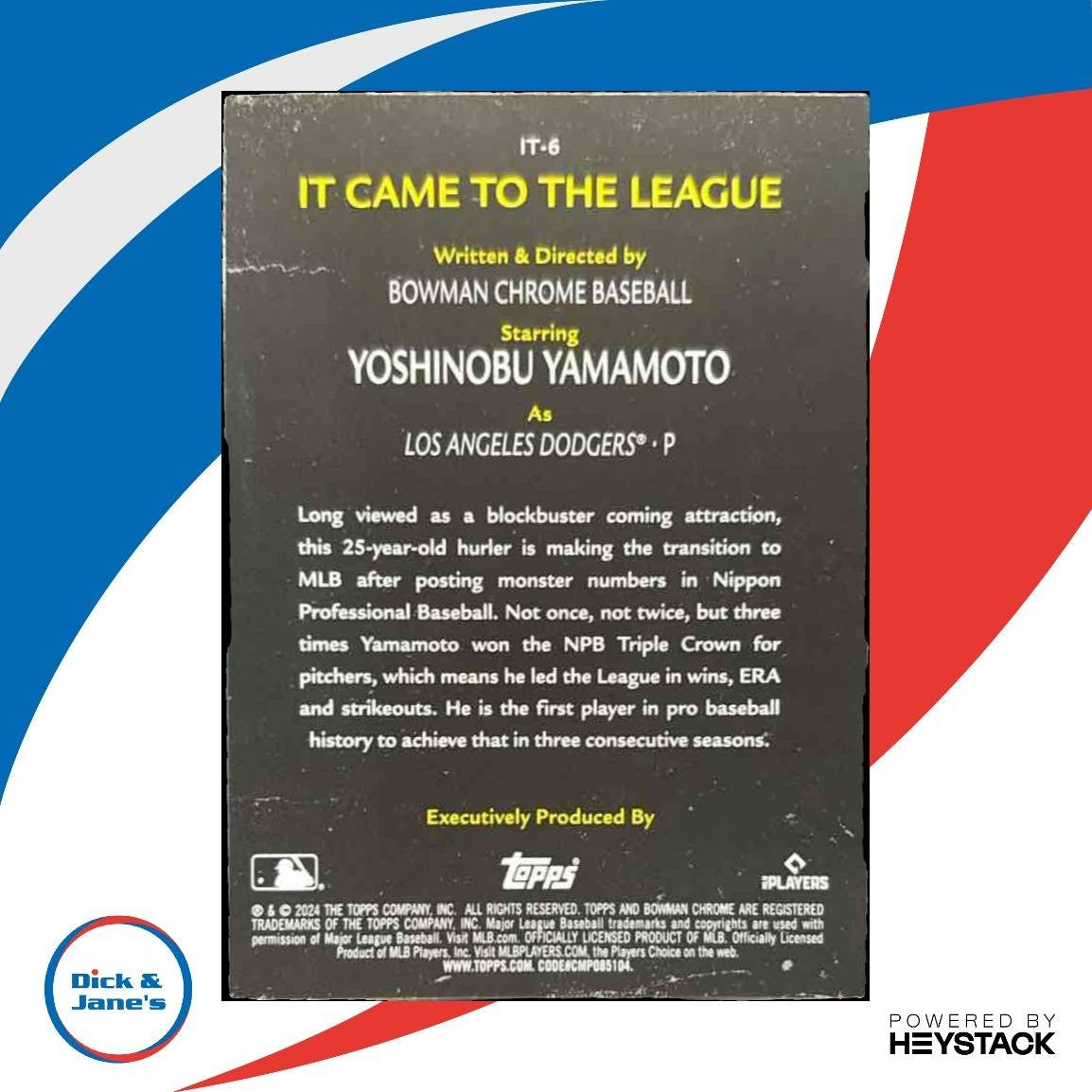 2024 Bowman Chrome Yoshinobu Yamamoto It Came to the League Mini Diamond /150 - Sports Cards