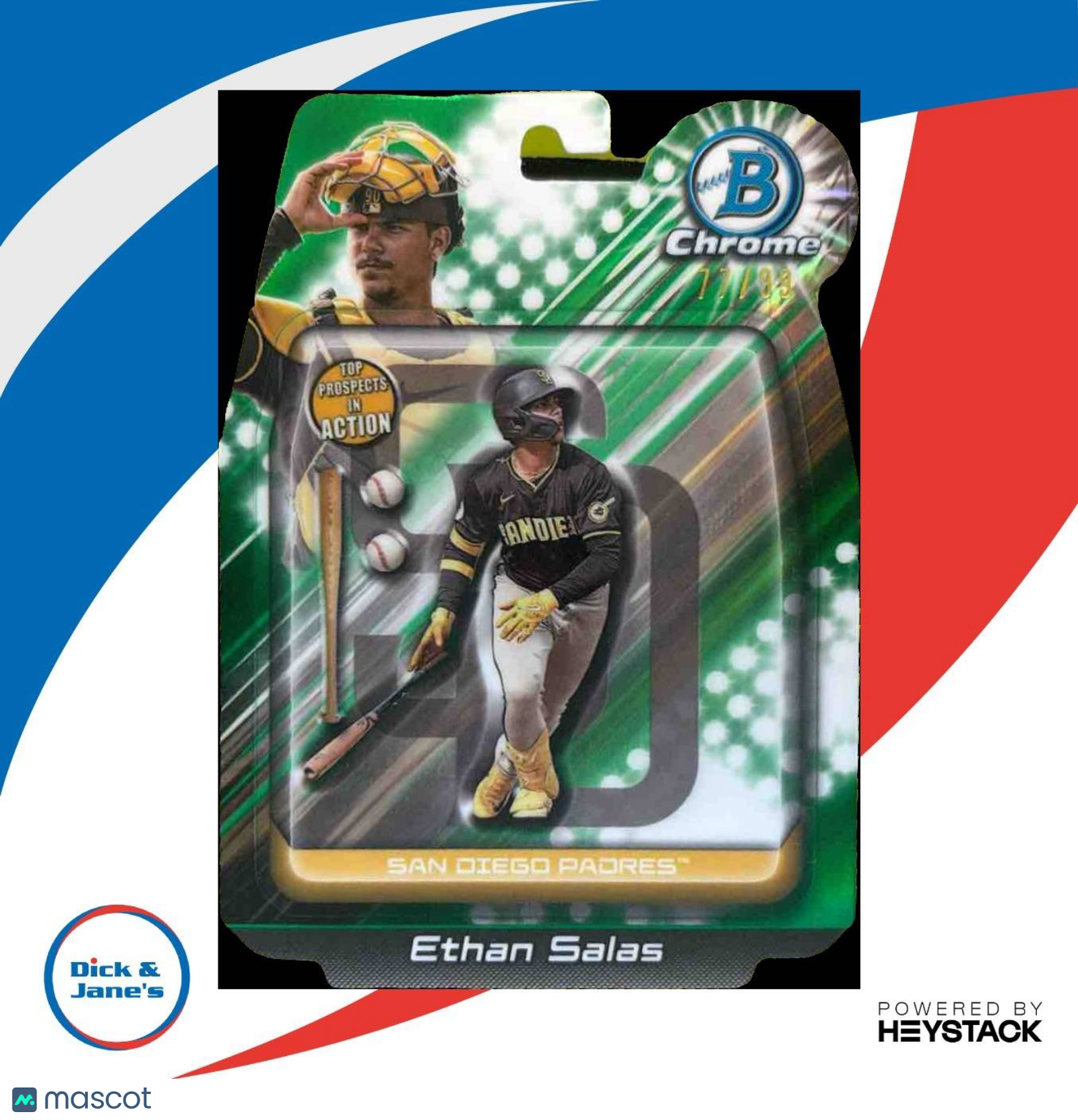 2024 Bowman Draft Ethan Salas In Action Green /99 San Diego Padres - Sports Cards