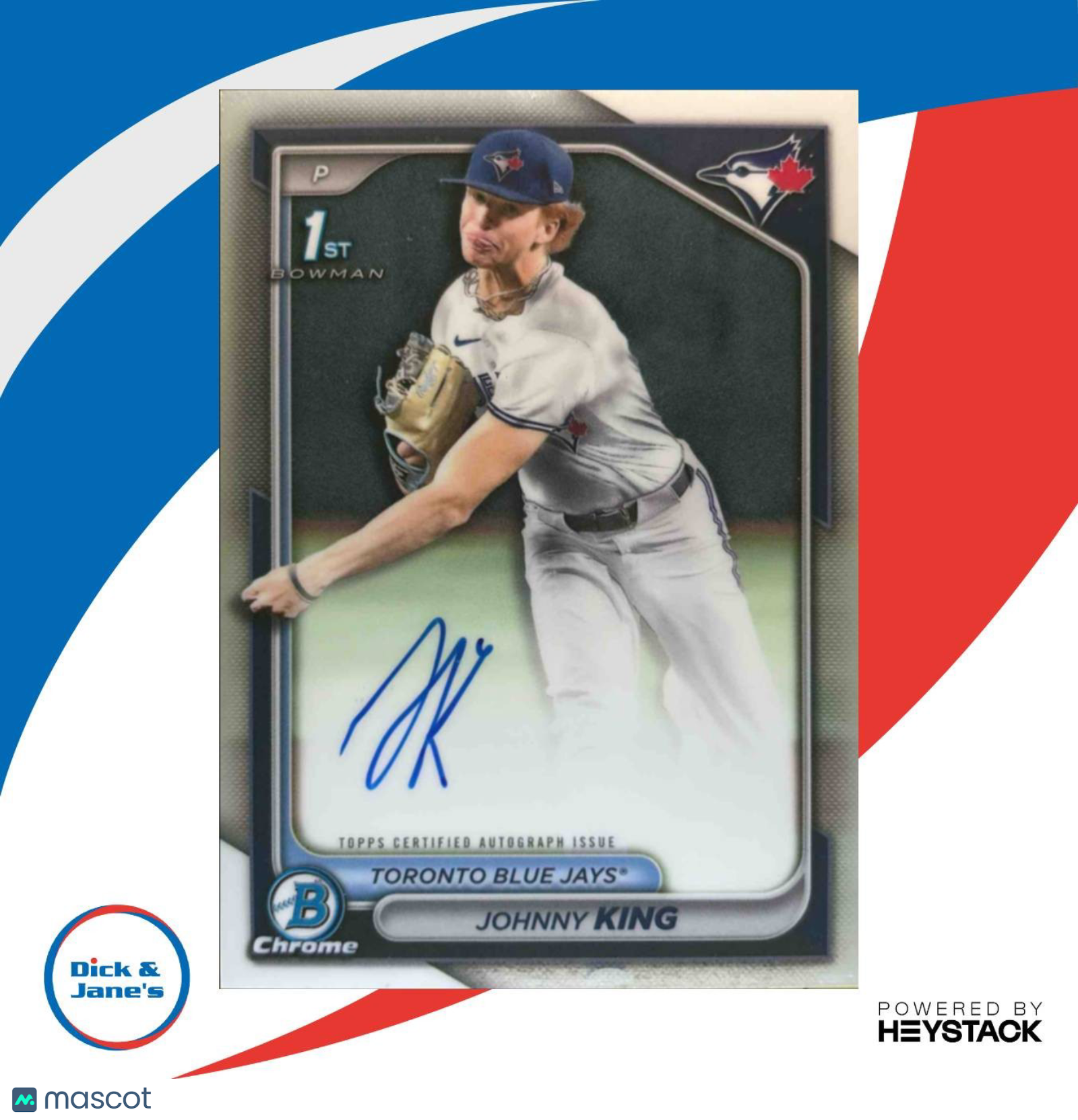 2024 Bowman Draft Johnny King Chrome Auto CPA-JKI 1st Prospect Toronto Blue Jays - Sports Cards