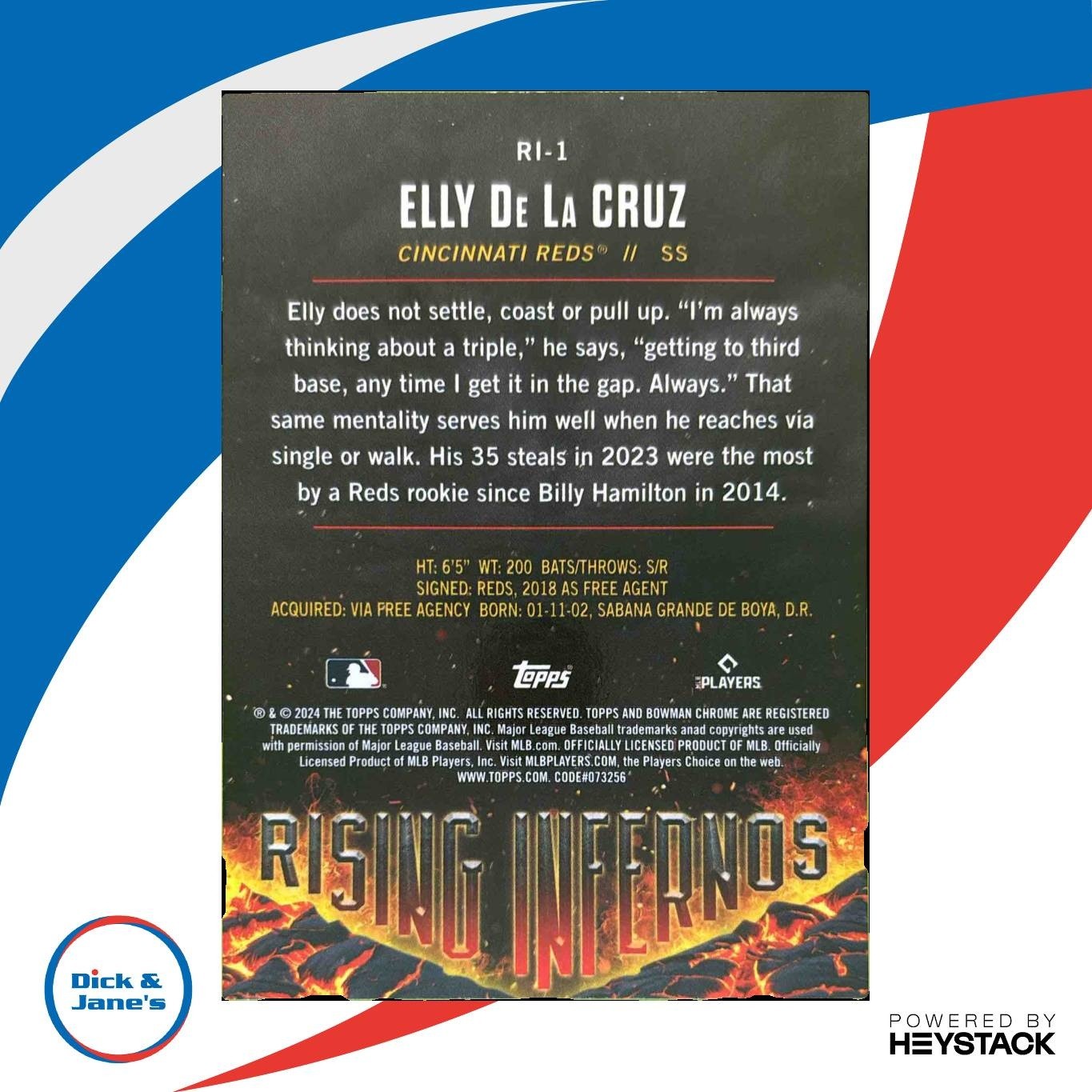 2024 Bowman Elly De La Cruz Rising Infernos Chrome #RI-1 RC Cincinnati Reds - Sports Cards
