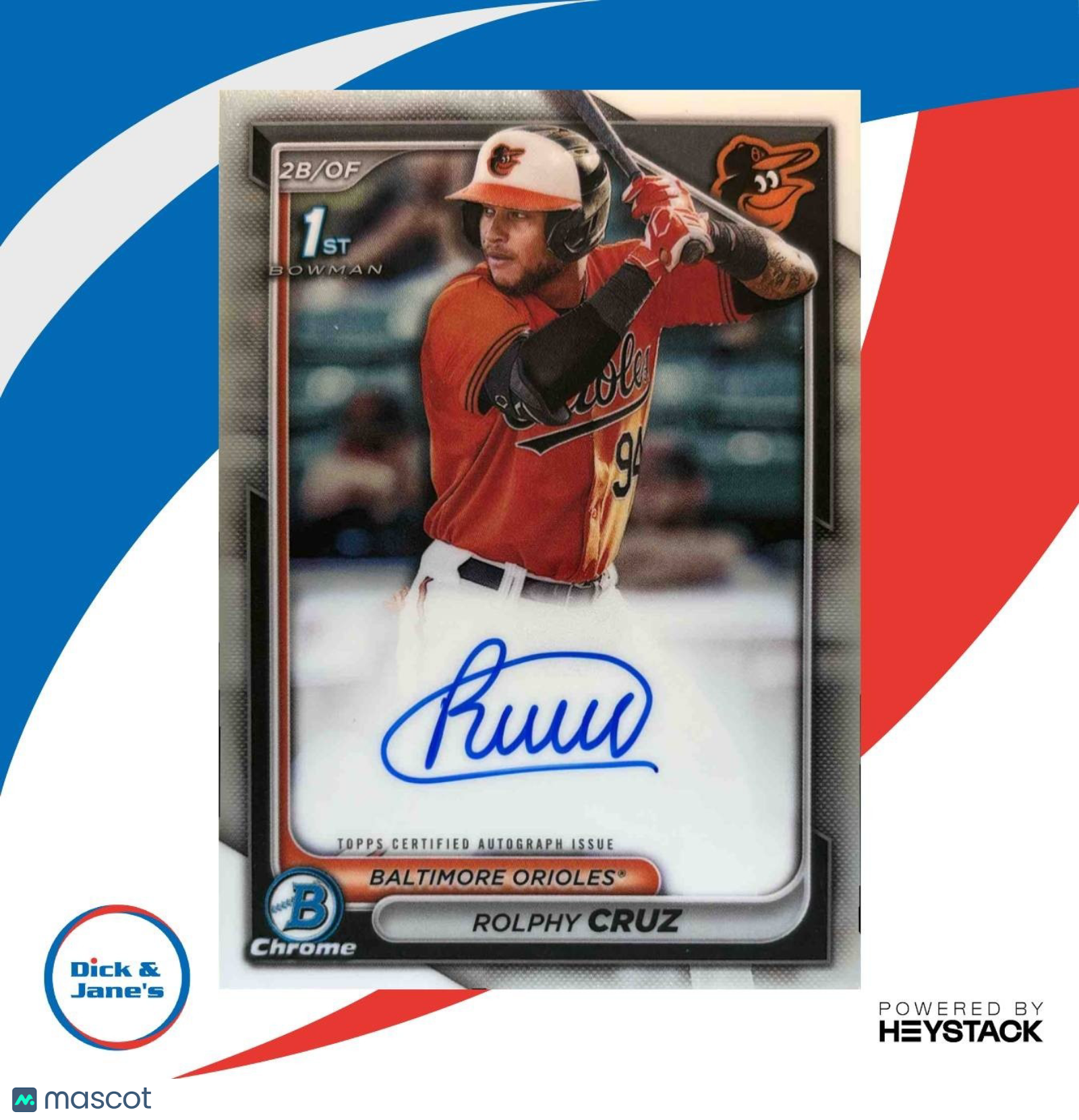 2024 Bowman Rolphy Cruz Chrome Auto #CPA-RC 1st Prospect Baltimore Orioles - Sports Cards