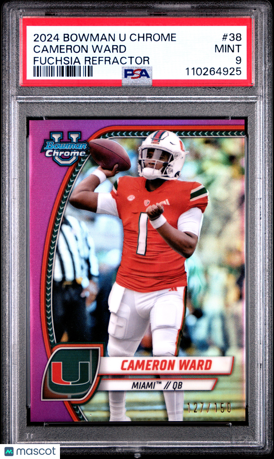 2024 Bowman University Chrome Cameron Ward Fuchsia Refractor #38 PSA 9 - Graded Sports Cards