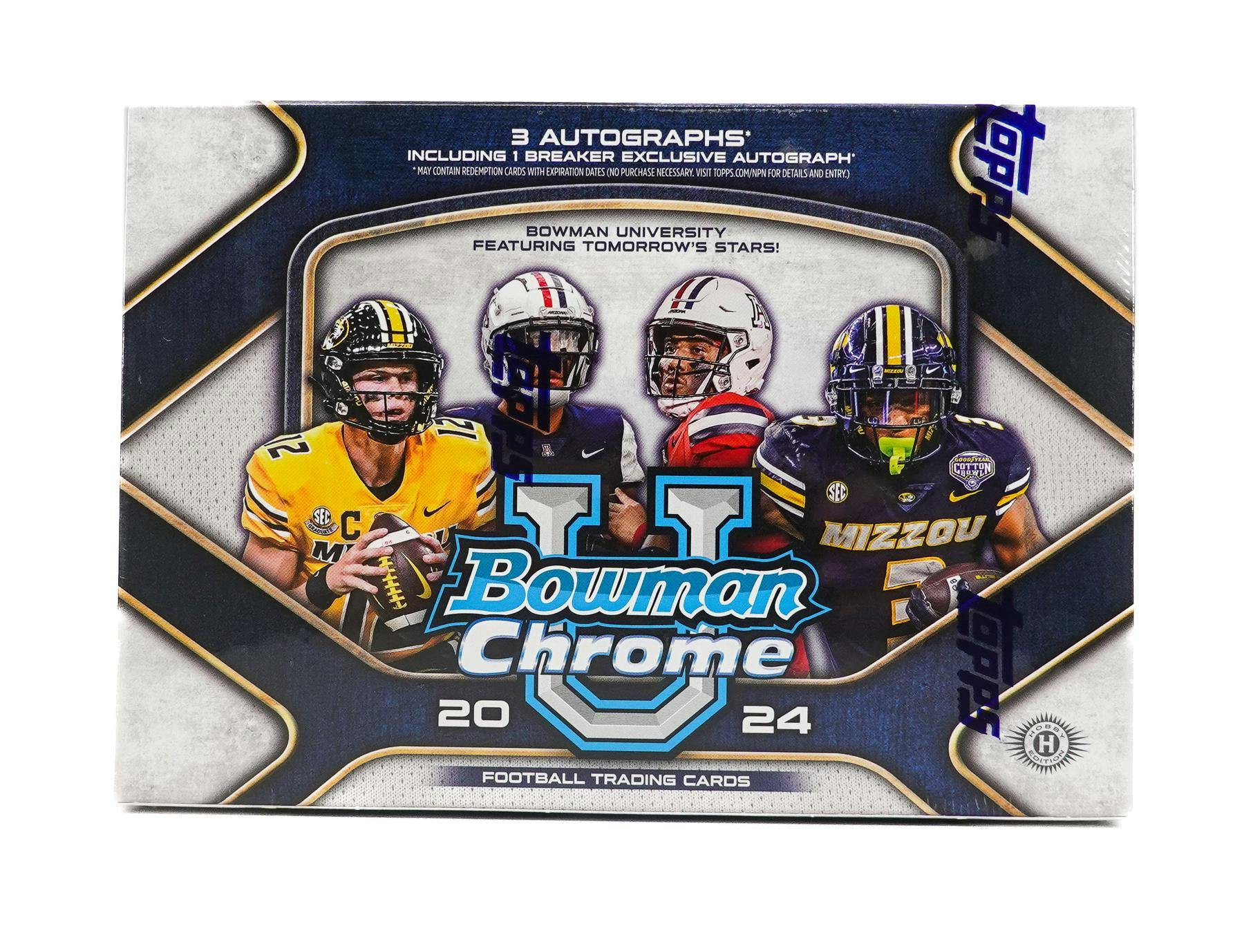 2024 Bowman University Chrome Football Breaker Delight Box (3 Autos) - NFL Hobby Box