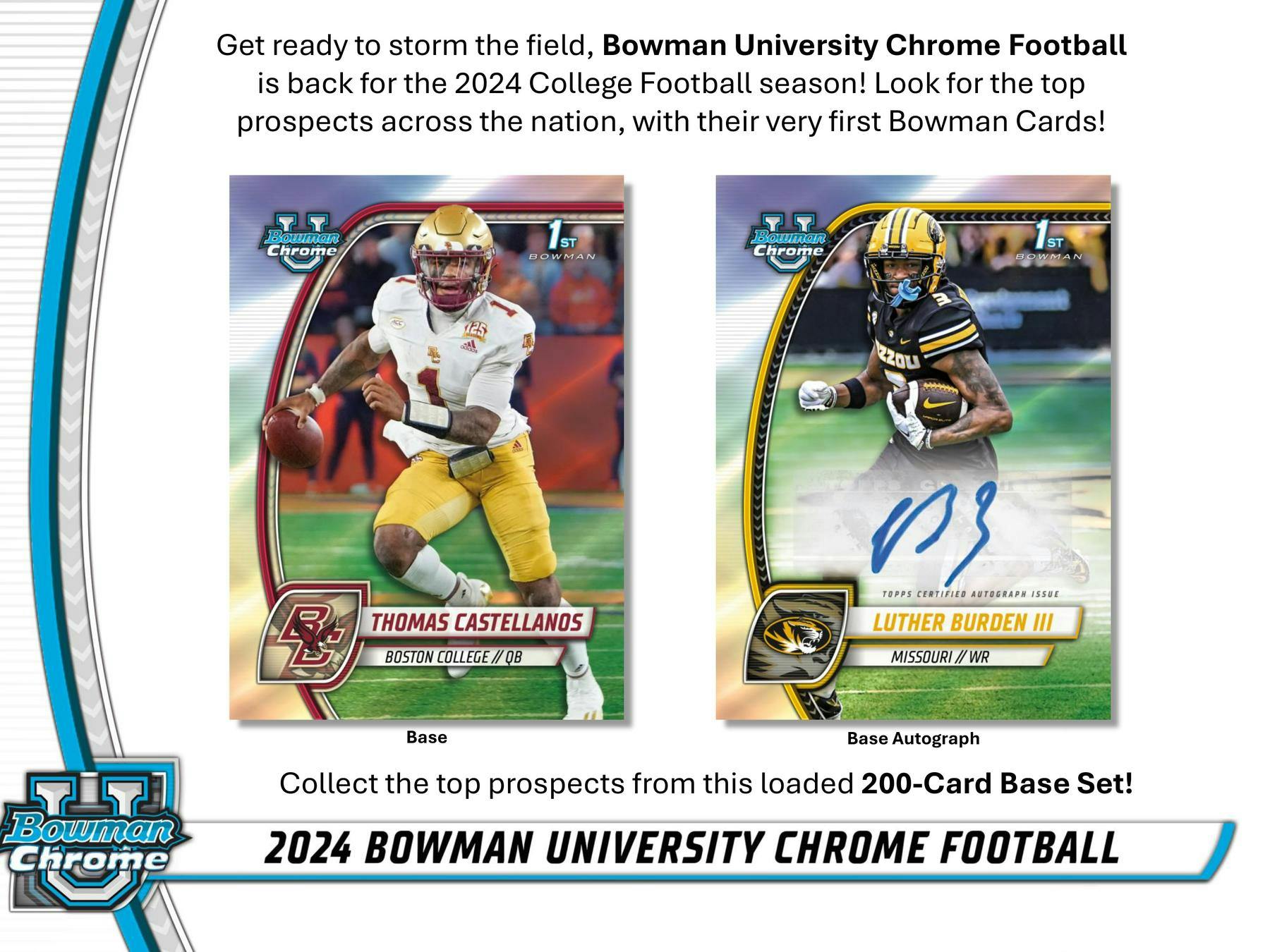 2024 Bowman University Chrome Football Hobby Box (2 Autos) NFL Hobby Box