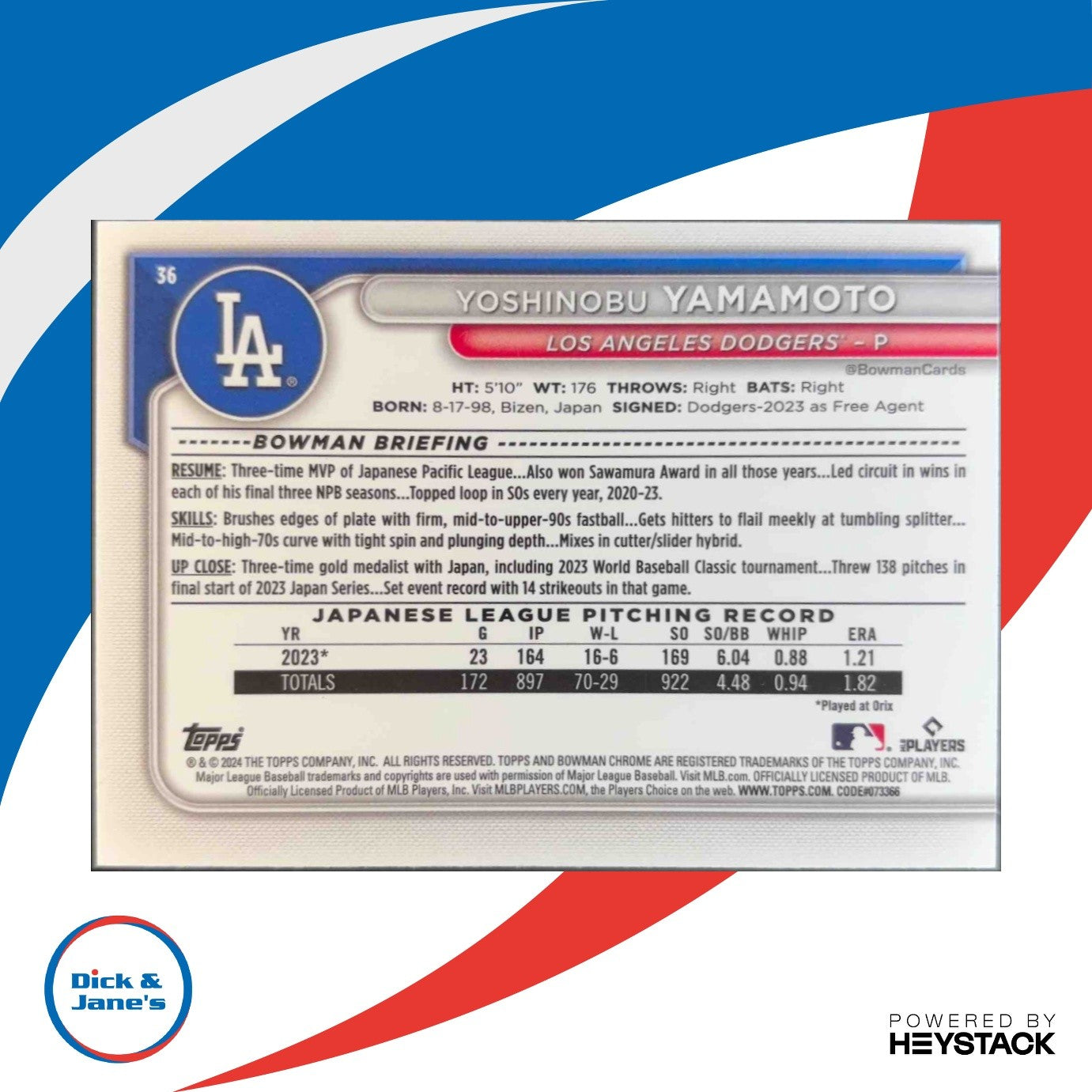 2024 Bowman Yoshinobu Yamamoto Mega Box Mojo Pink Refractor /199 #36 RC Dodgers - Sports Cards