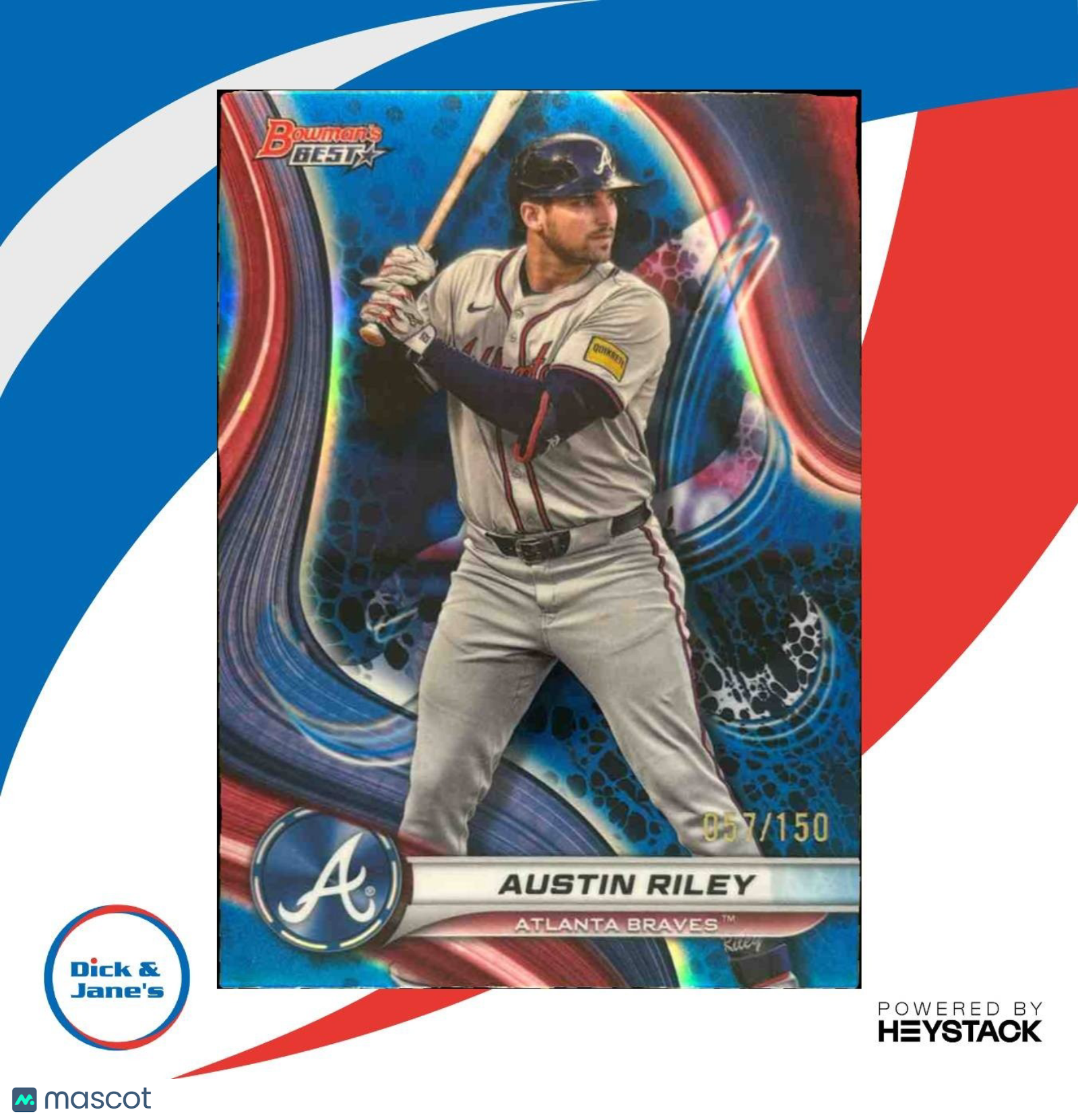 2024 Bowman’s Best Austin Riley Blue Refractor 7/150 #6 Atlanta Braves - Sports Cards