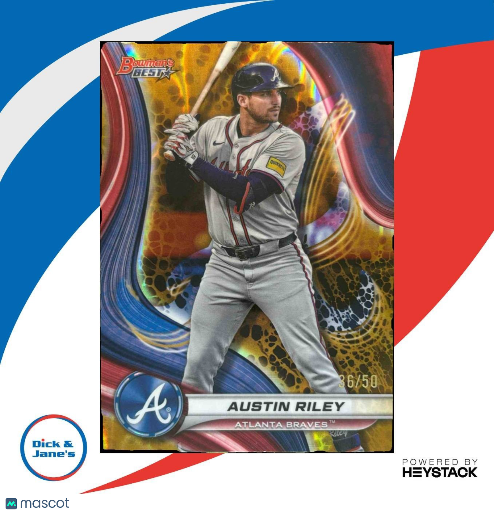 2024 Bowman’s Best Austin Riley Gold Lava Refractor 36/50 #6 Atlanta Braves - Sports Cards