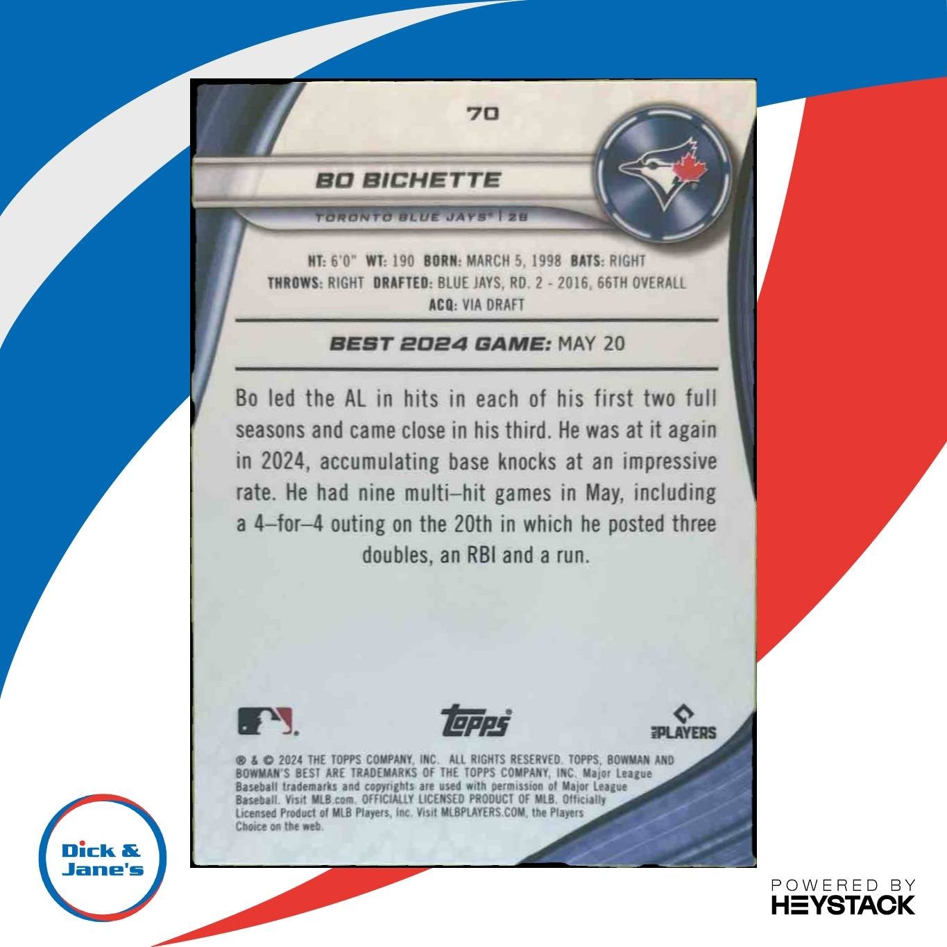 2024 Bowman’s Best Bo Bichette Yellow Lazer Refractor 2/75 #70 Toronto Blue Jays - Sports Cards