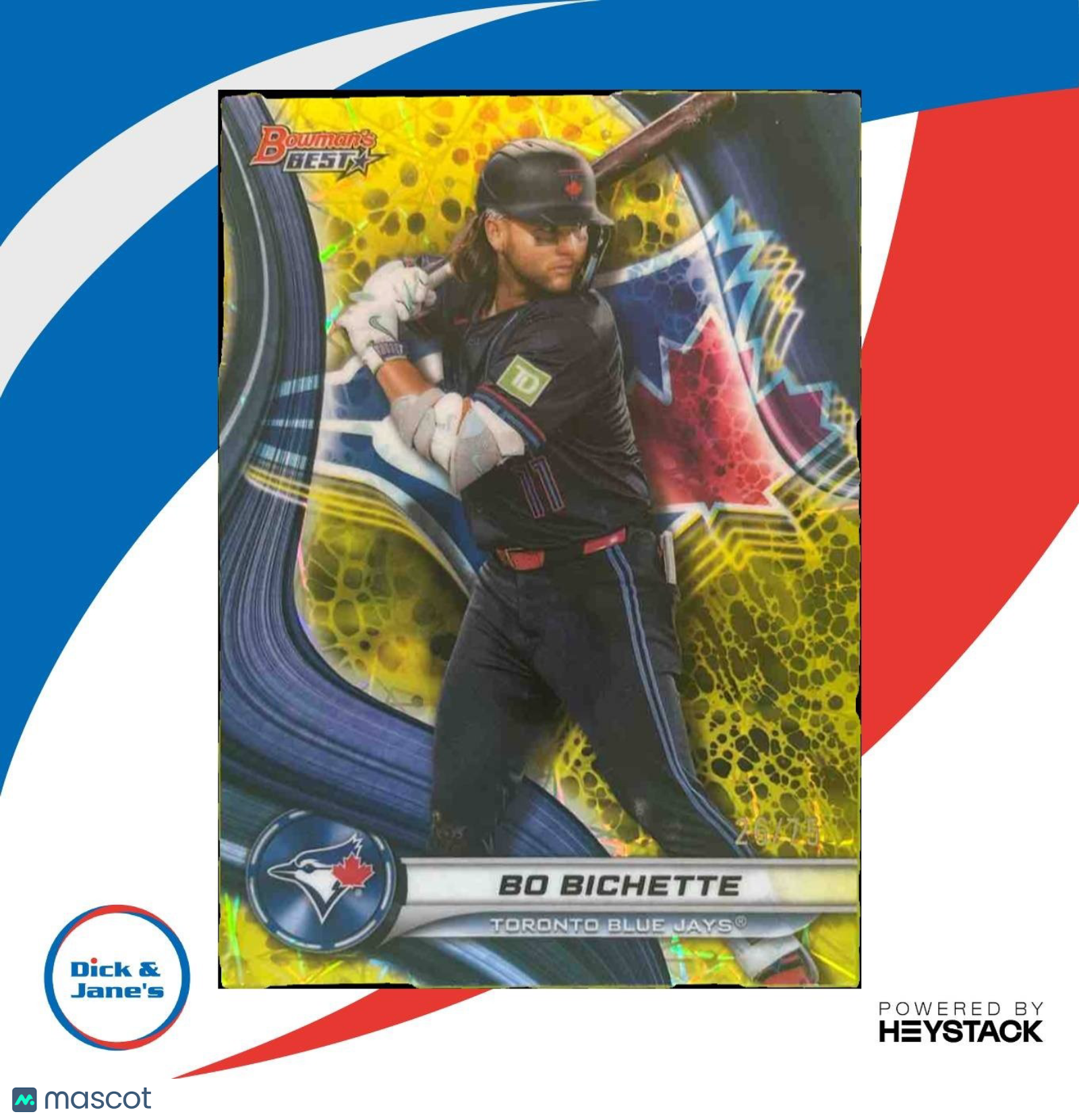 2024 Bowman’s Best Bo Bichette Yellow Lazer Refractor 2/75 #70 Toronto Blue Jays - Sports Cards